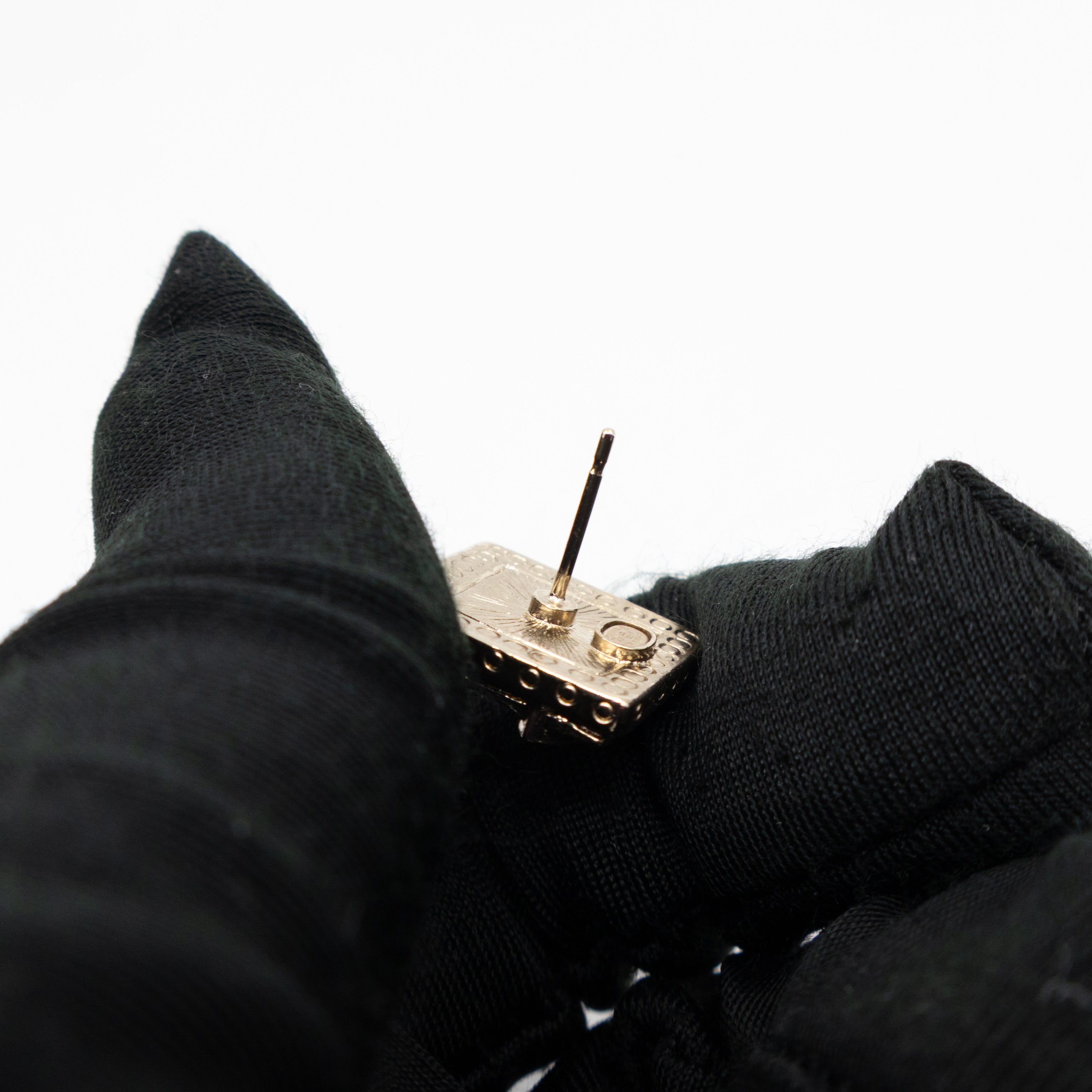 CC Square Crystal Earrings Gold