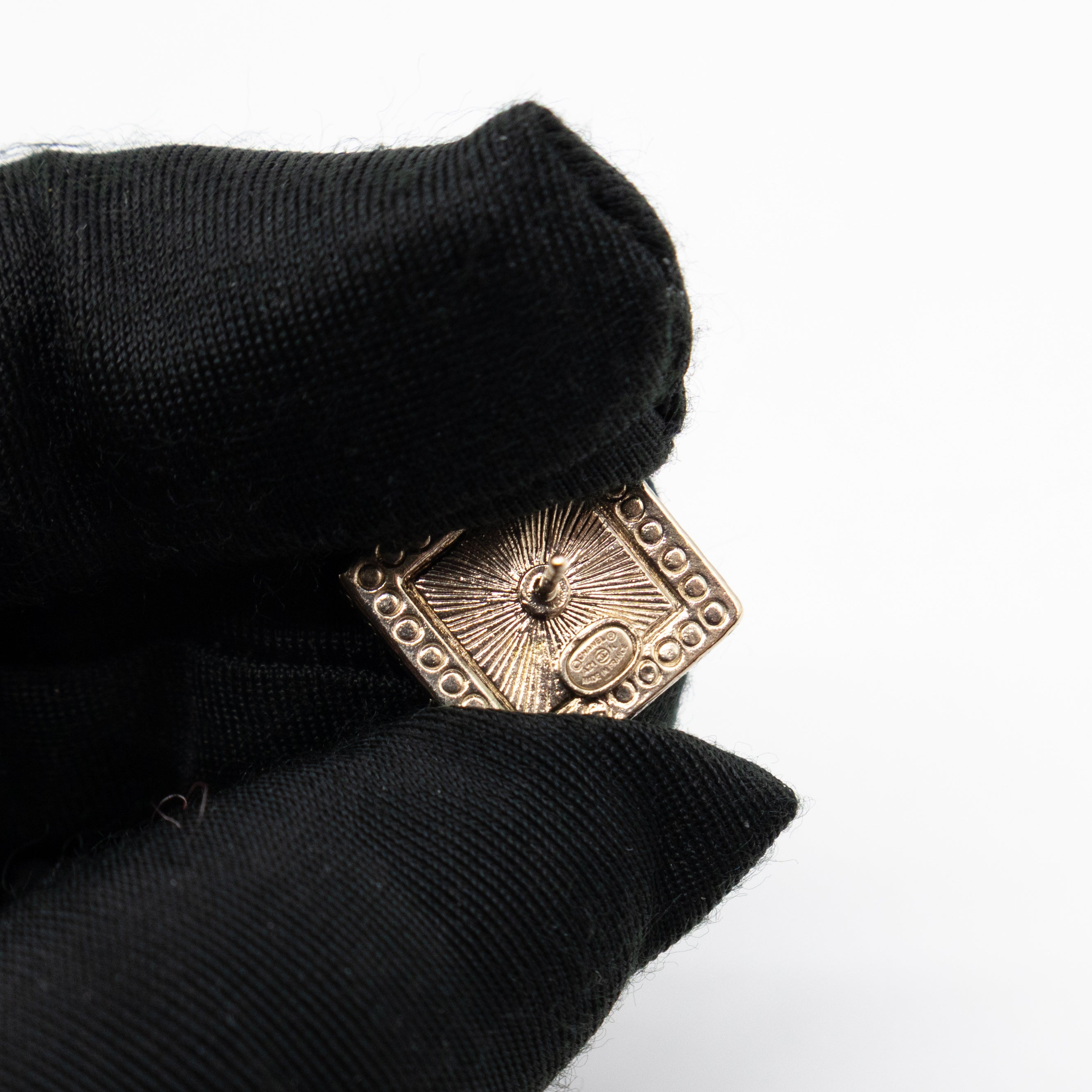 CC Square Crystal Earrings Gold