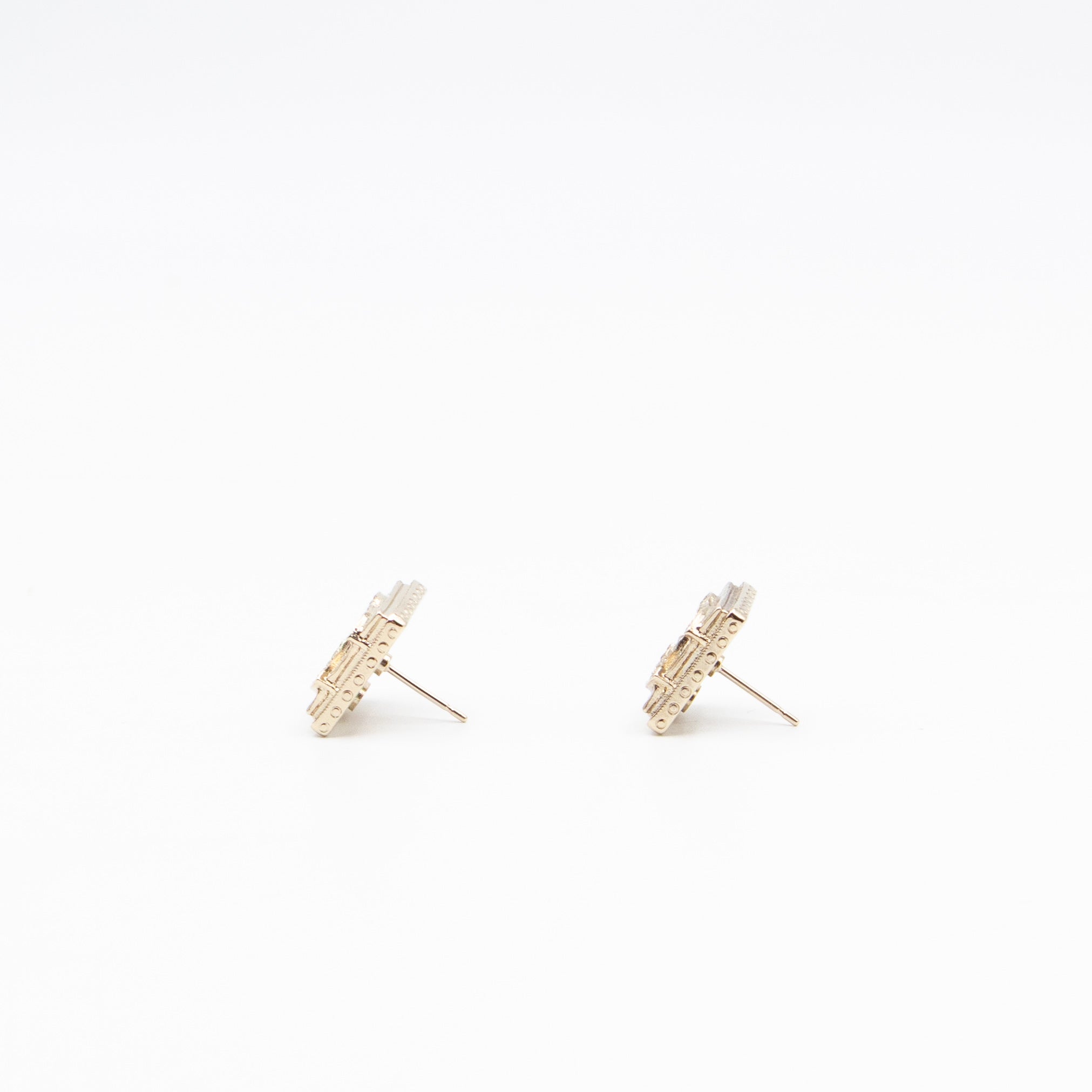 CC Square Crystal Earrings Gold