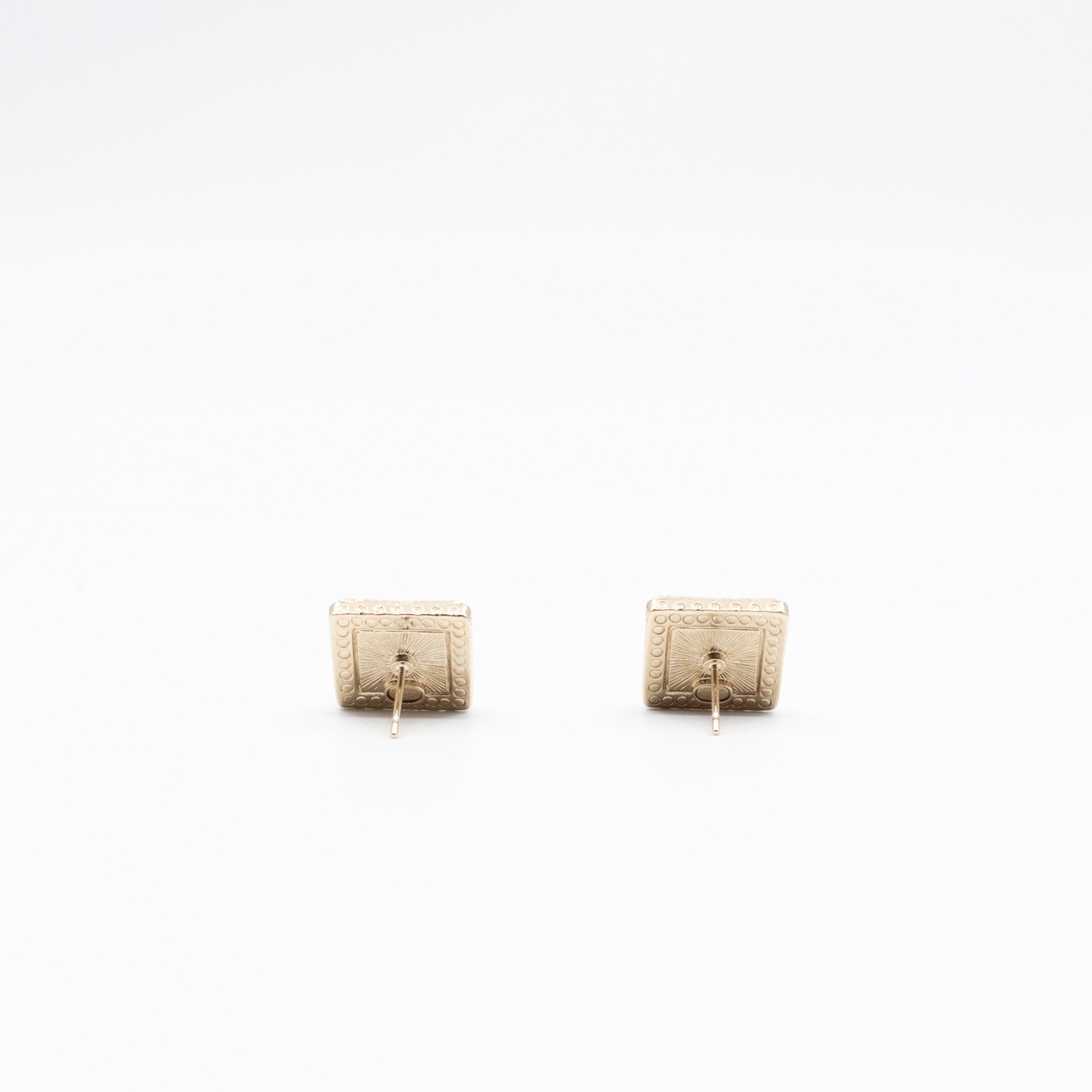 CC Square Crystal Earrings Gold