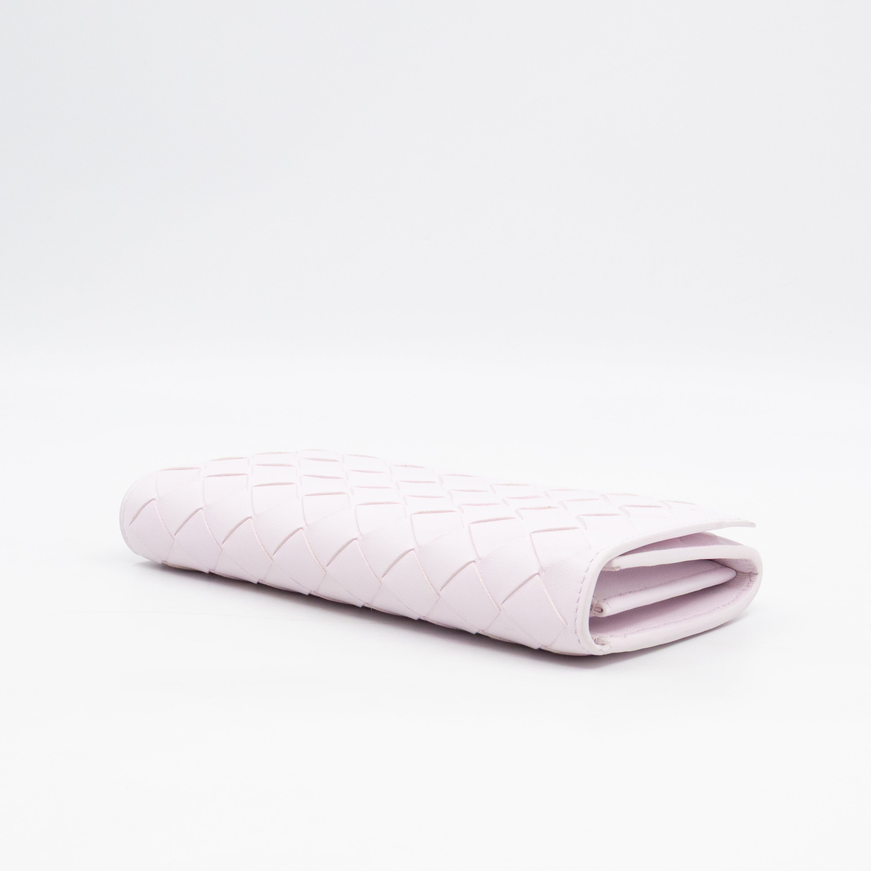 Intrecciato Large Flap Wallet Light Pink Leather