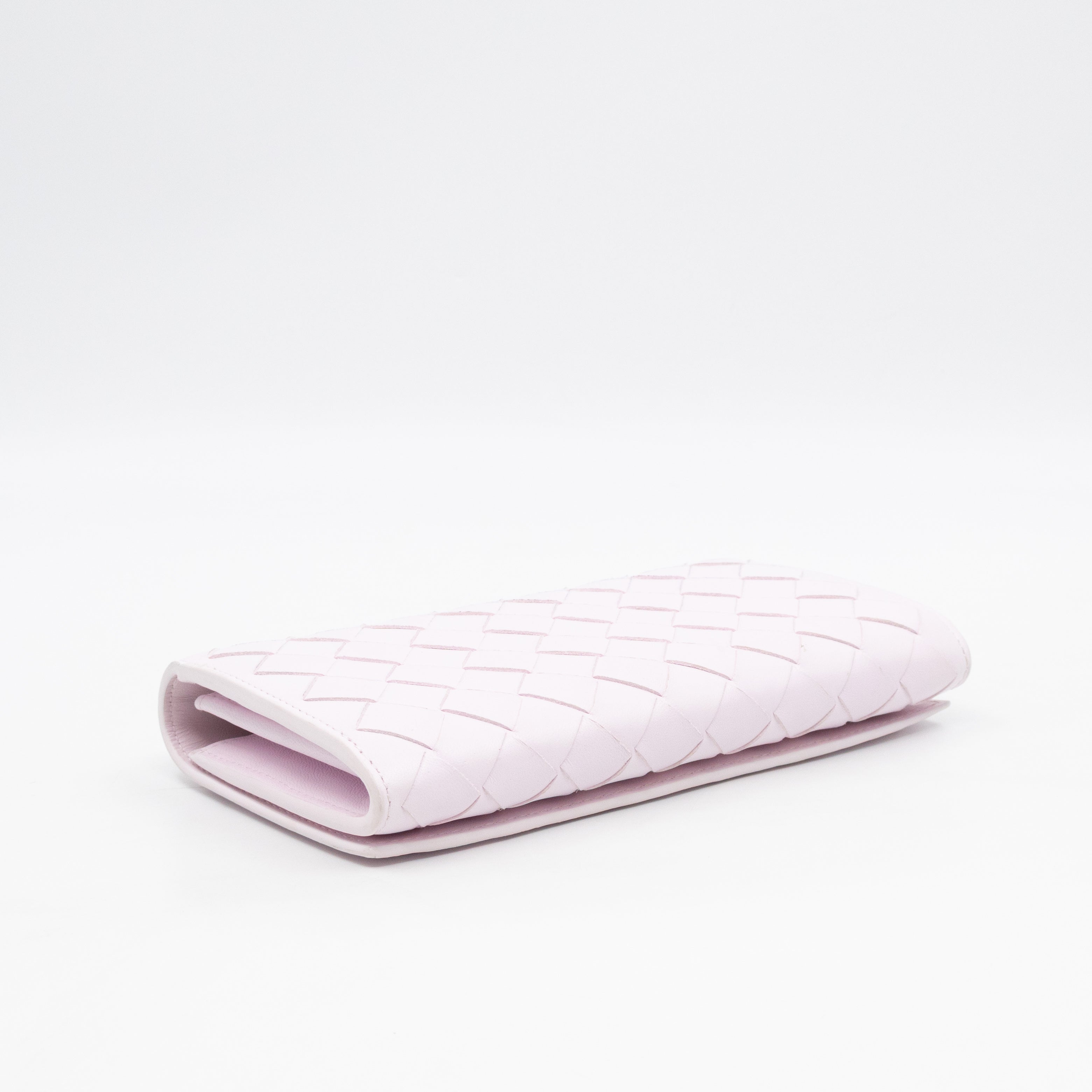 Intrecciato Large Flap Wallet Light Pink Leather