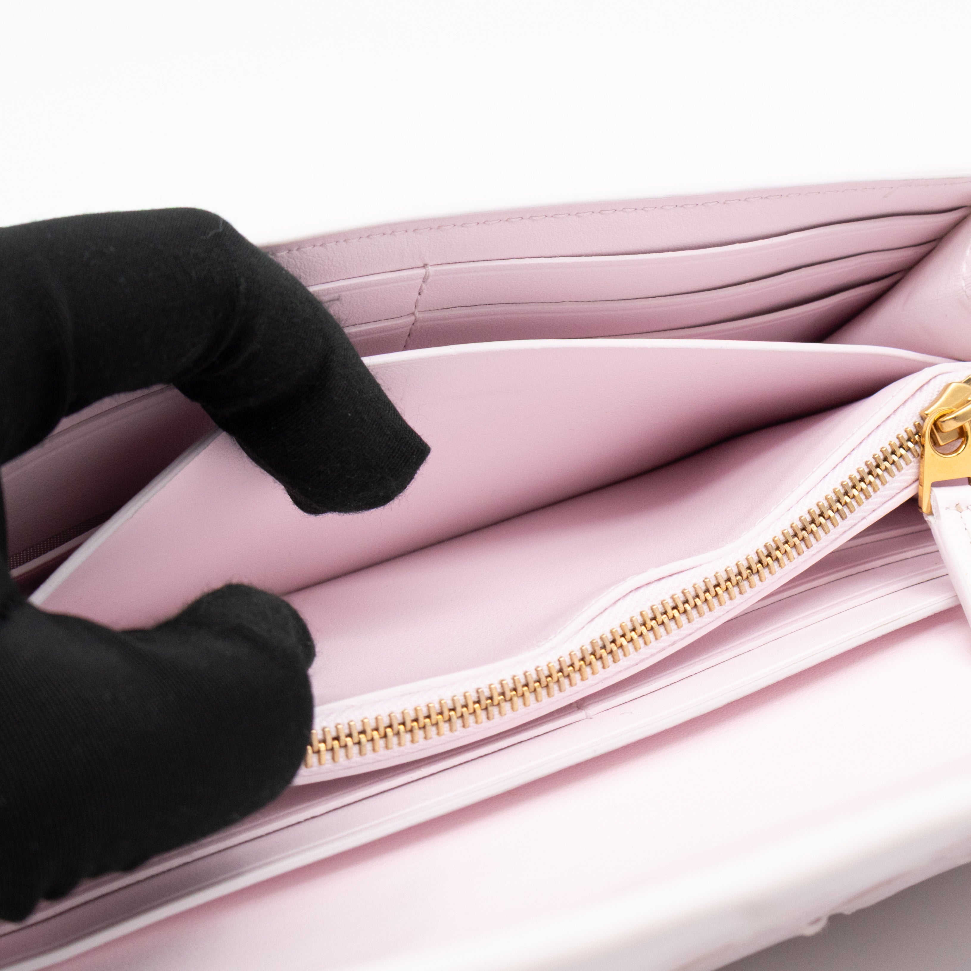 Intrecciato Large Flap Wallet Light Pink Leather