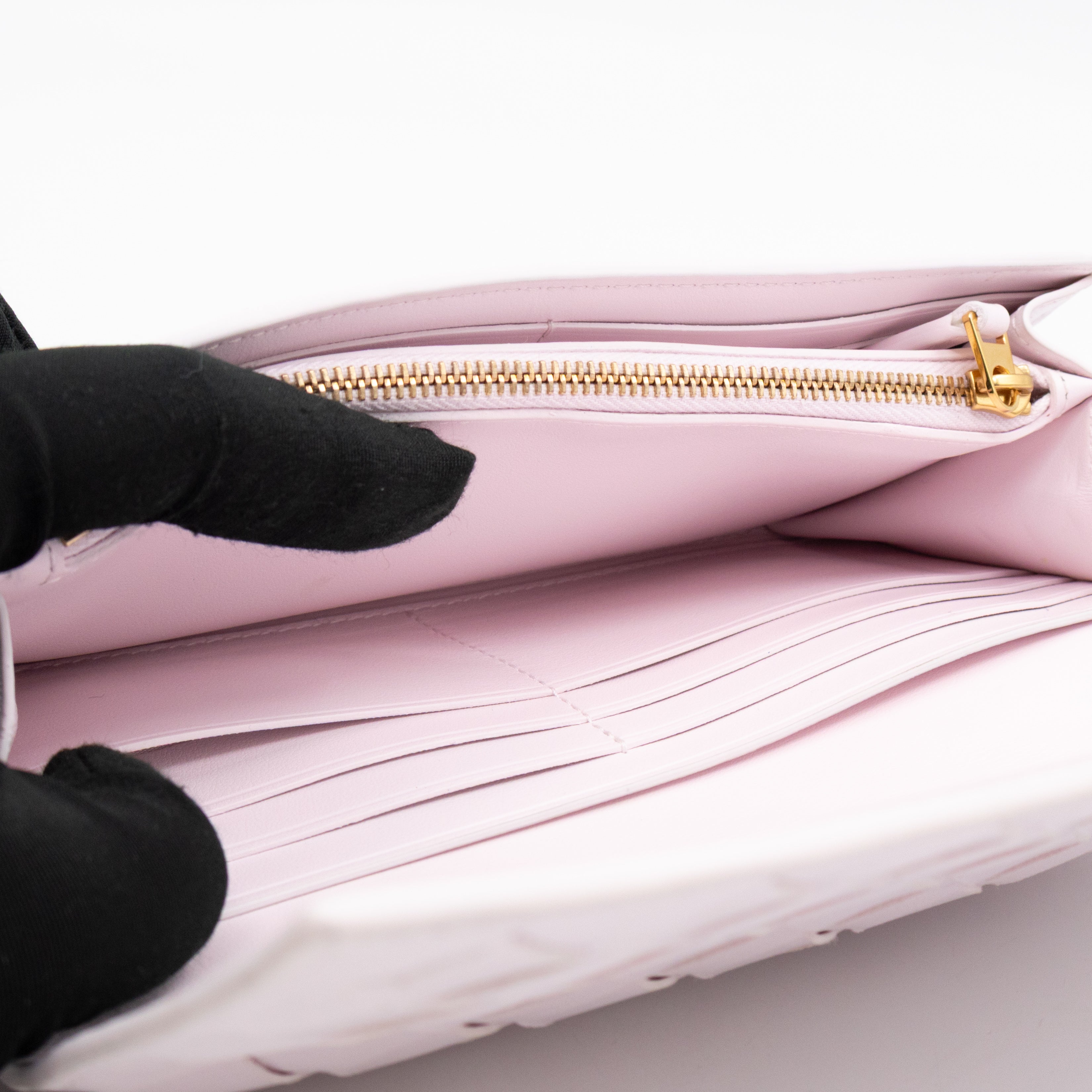 Intrecciato Large Flap Wallet Light Pink Leather