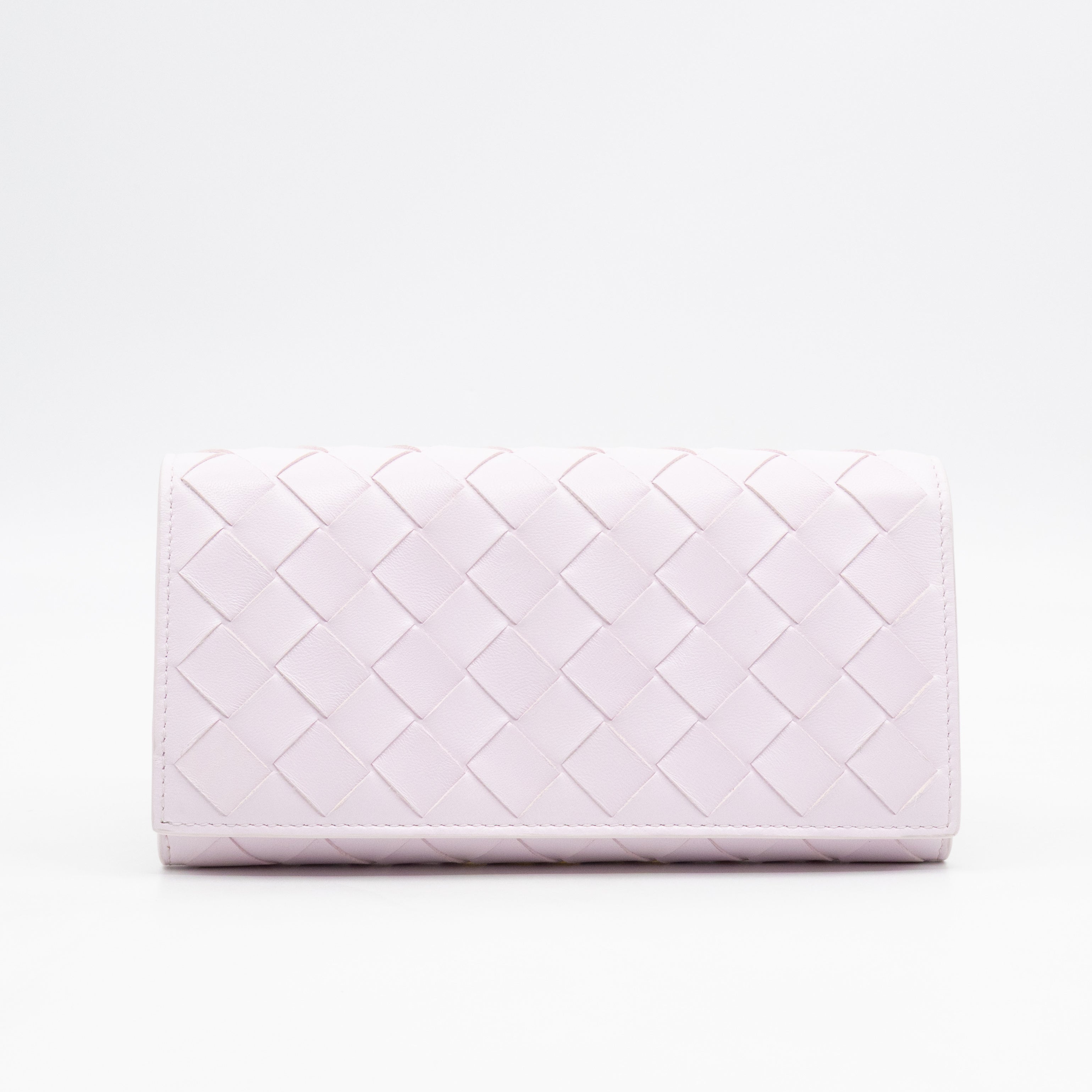 Intrecciato Large Flap Wallet Light Pink Leather