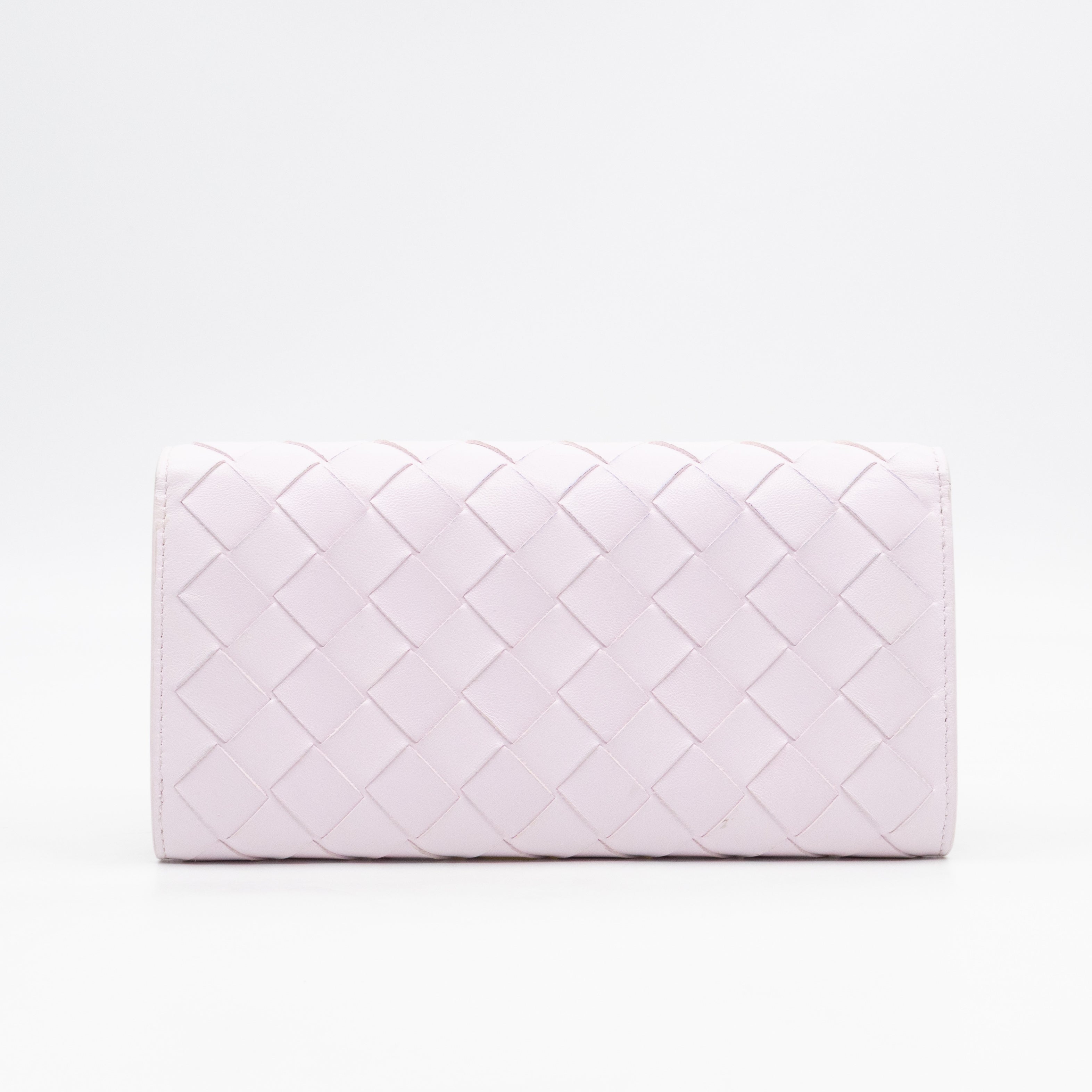 Intrecciato Large Flap Wallet Light Pink Leather