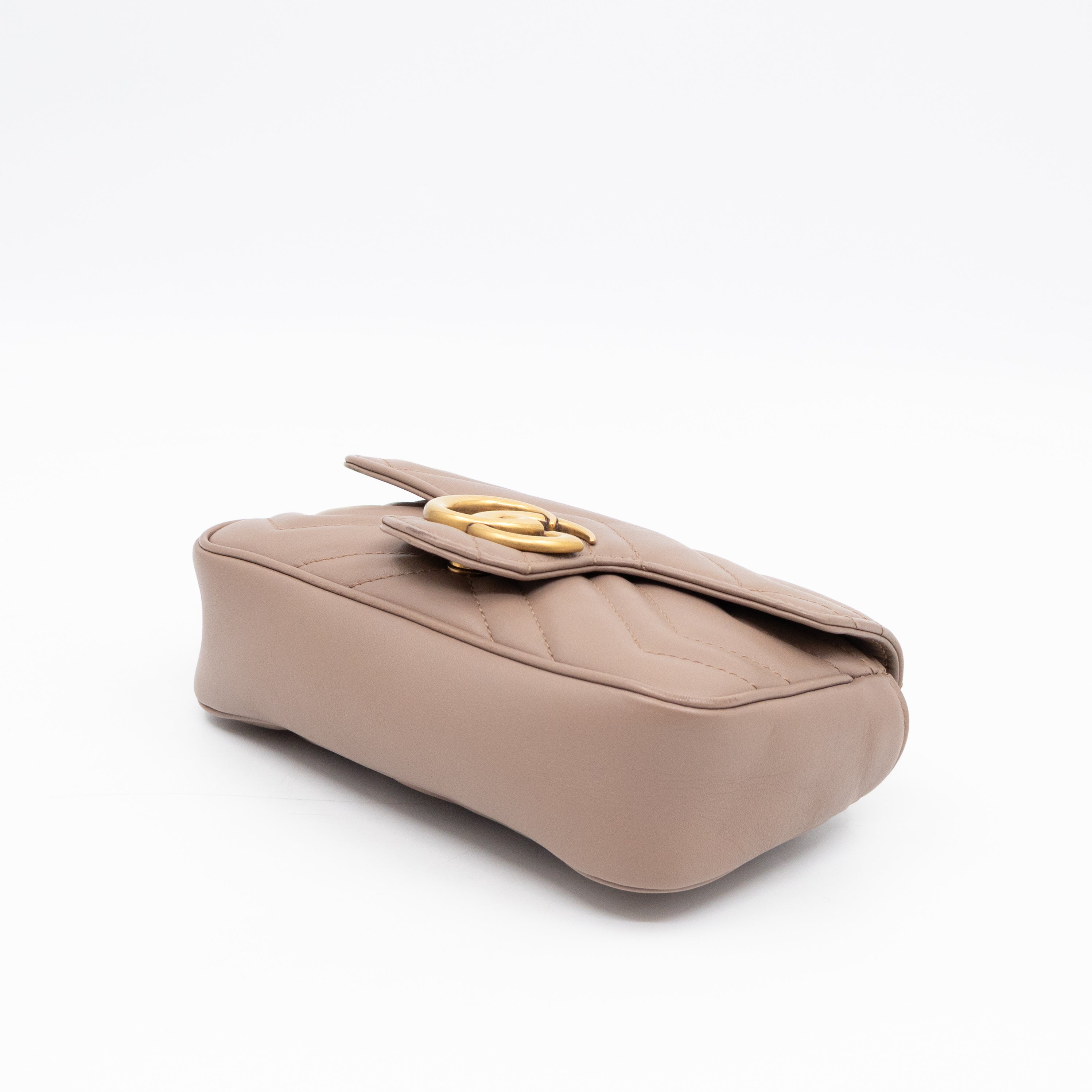 GG Marmont Super Mini Flap Bag Dusty Pink Leather