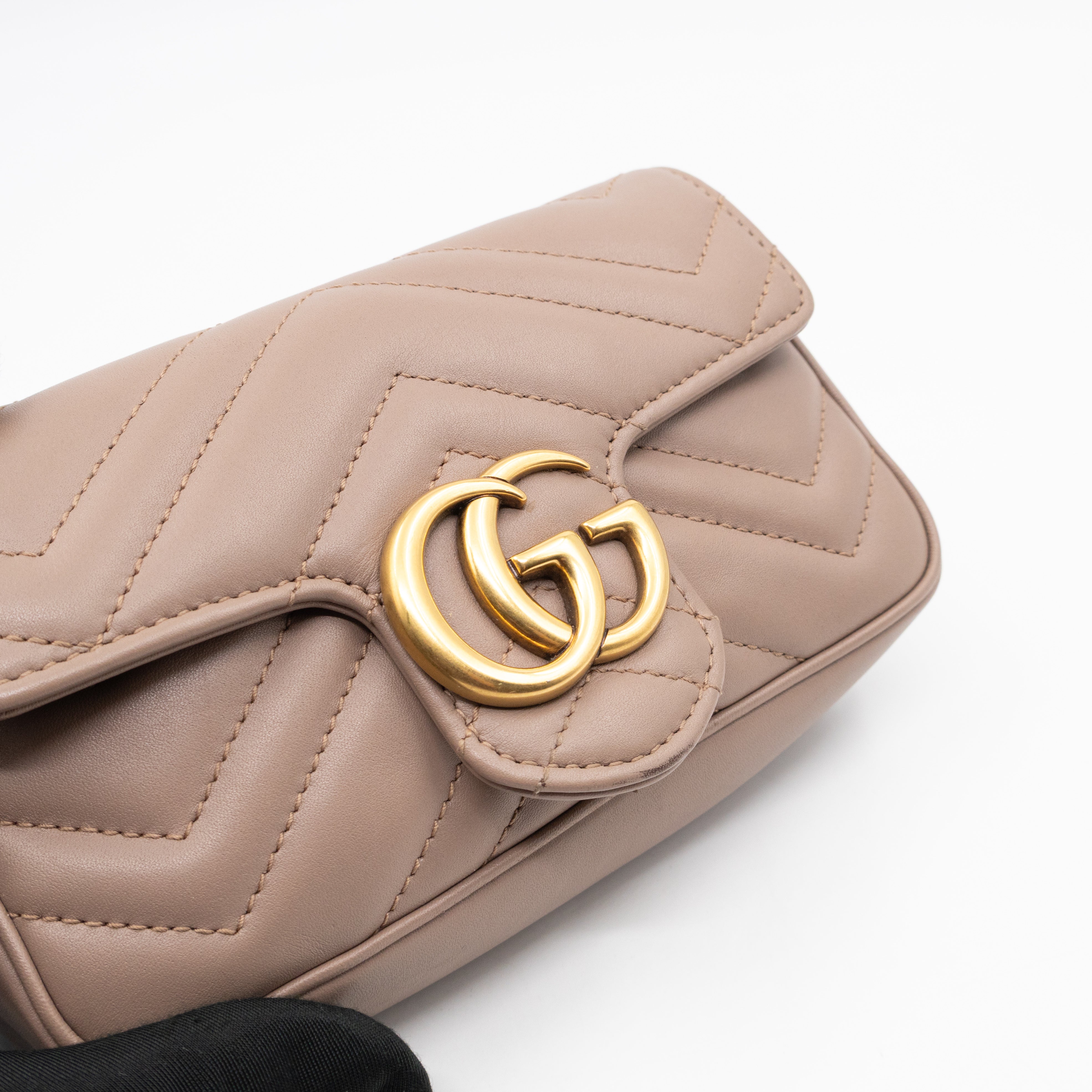 GG Marmont Super Mini Flap Bag Dusty Pink Leather