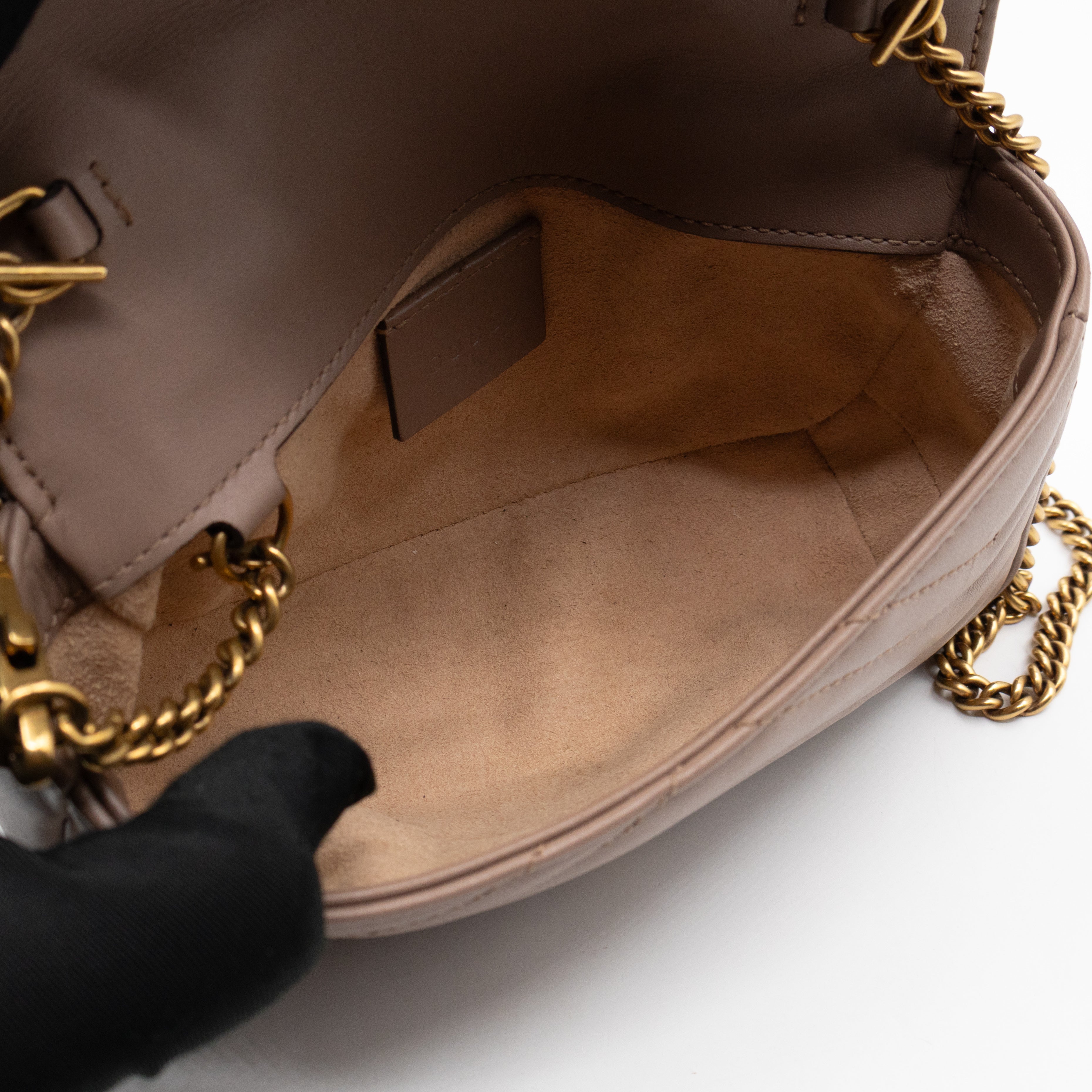 GG Marmont Super Mini Flap Bag Dusty Pink Leather