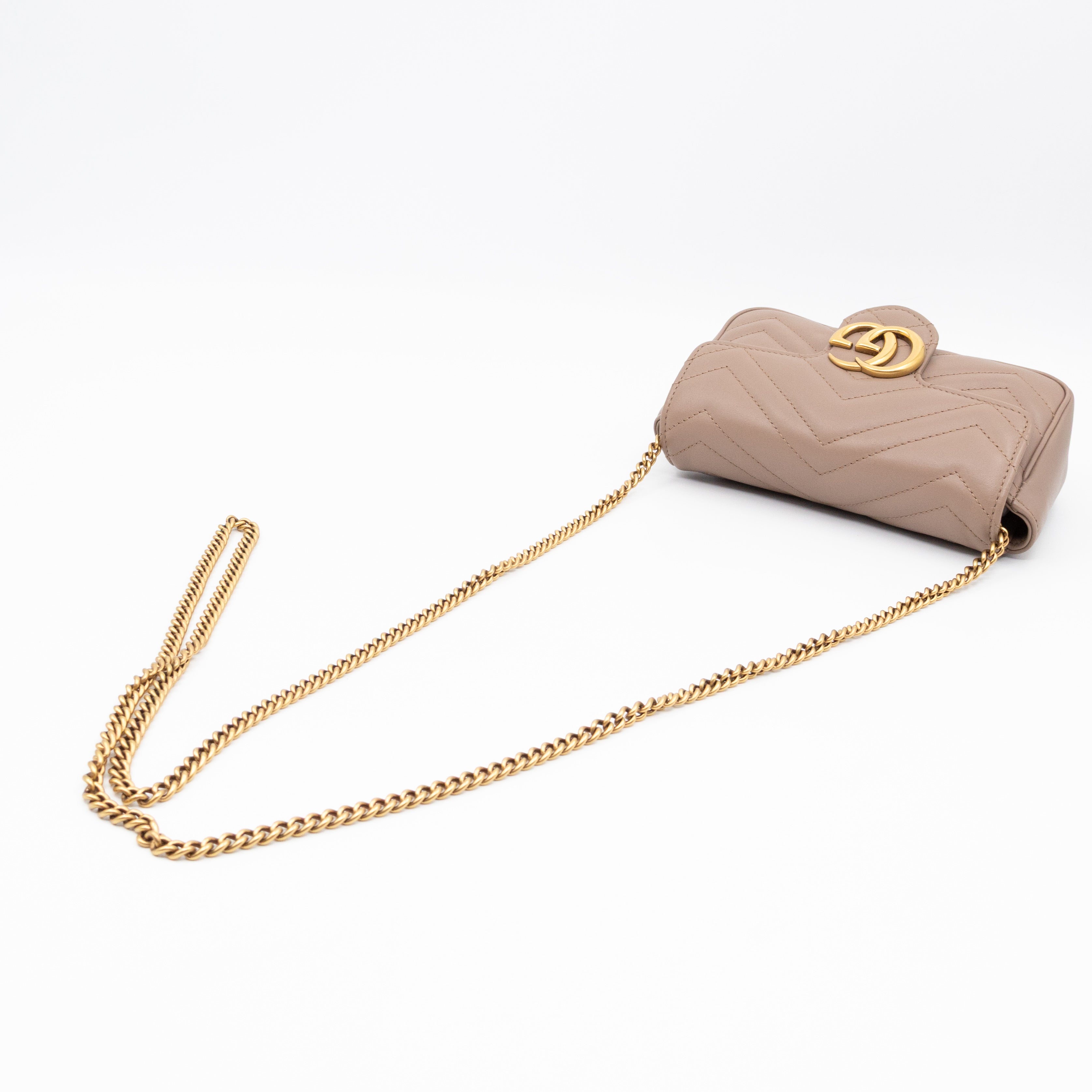 GG Marmont Super Mini Flap Bag Dusty Pink Leather