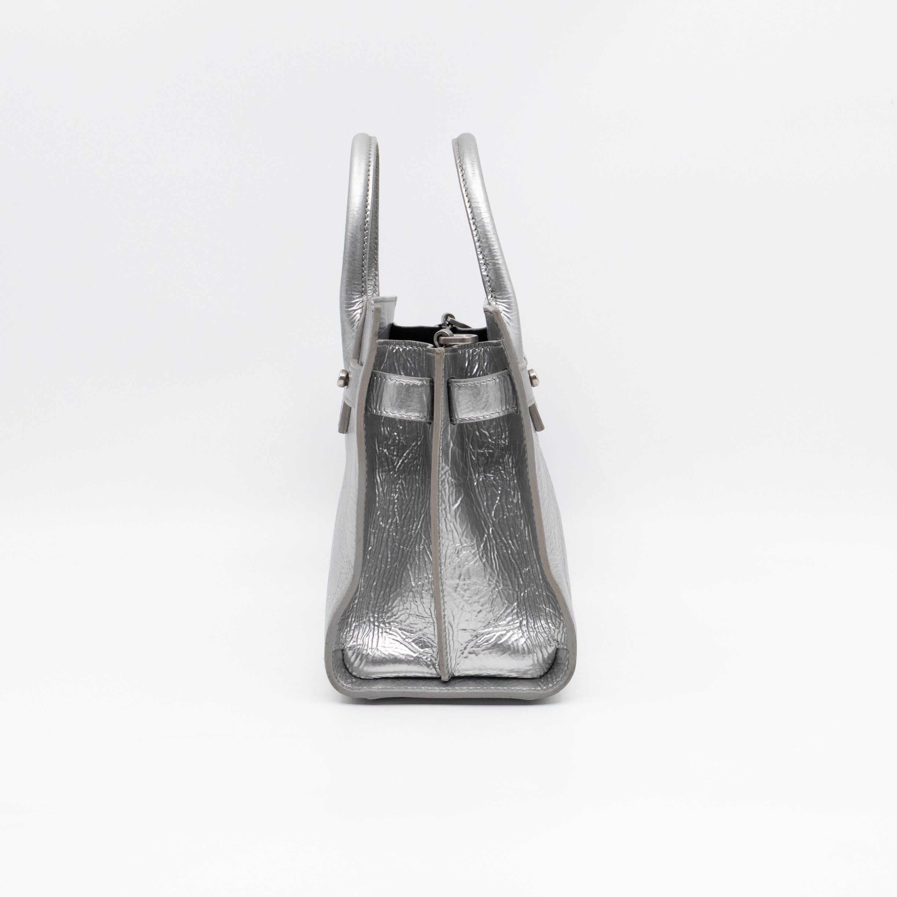 Sac de Jour Nano Silver Metallic Leather