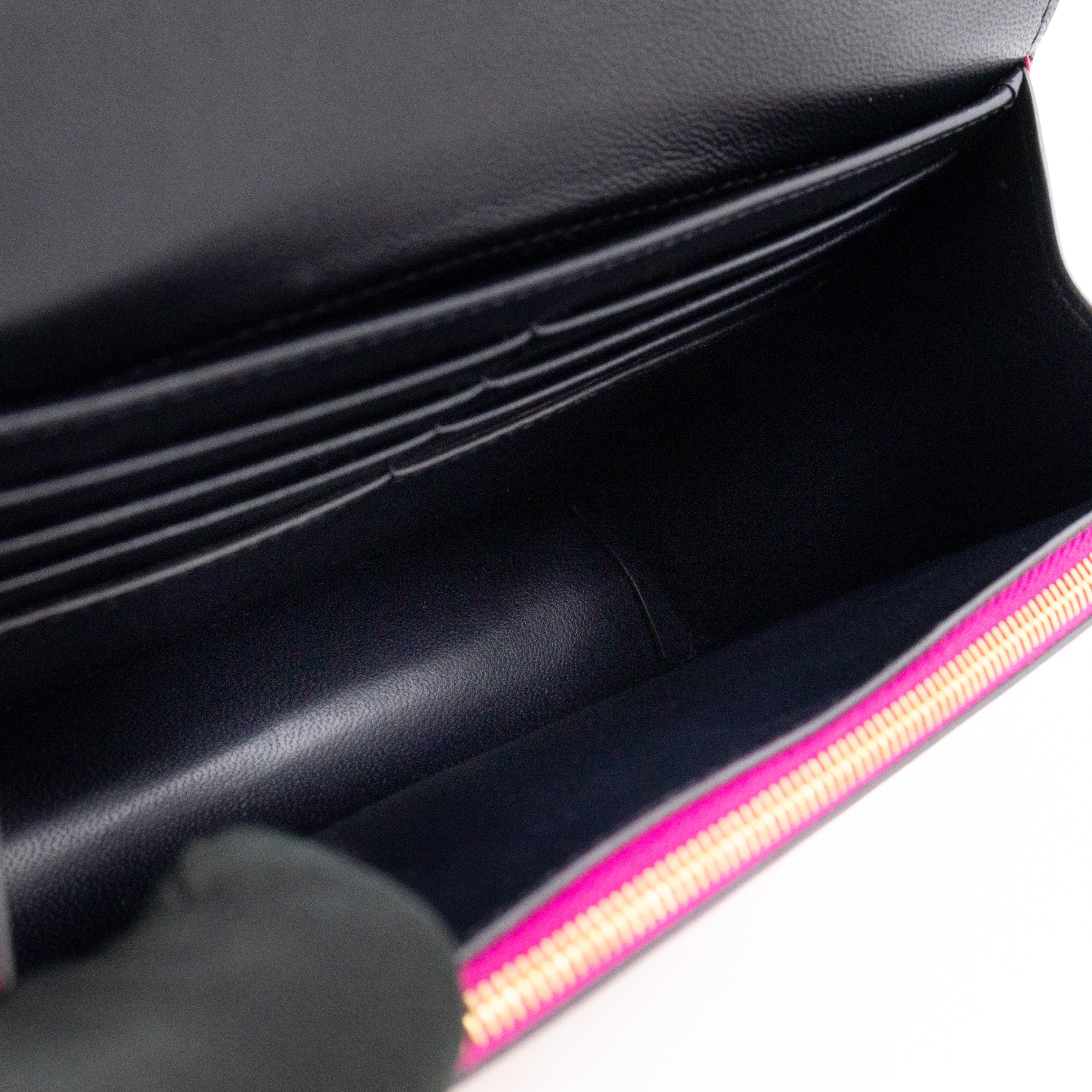 Small Darley Wallet On Chain Deep Pink Lizard Embossed Leather