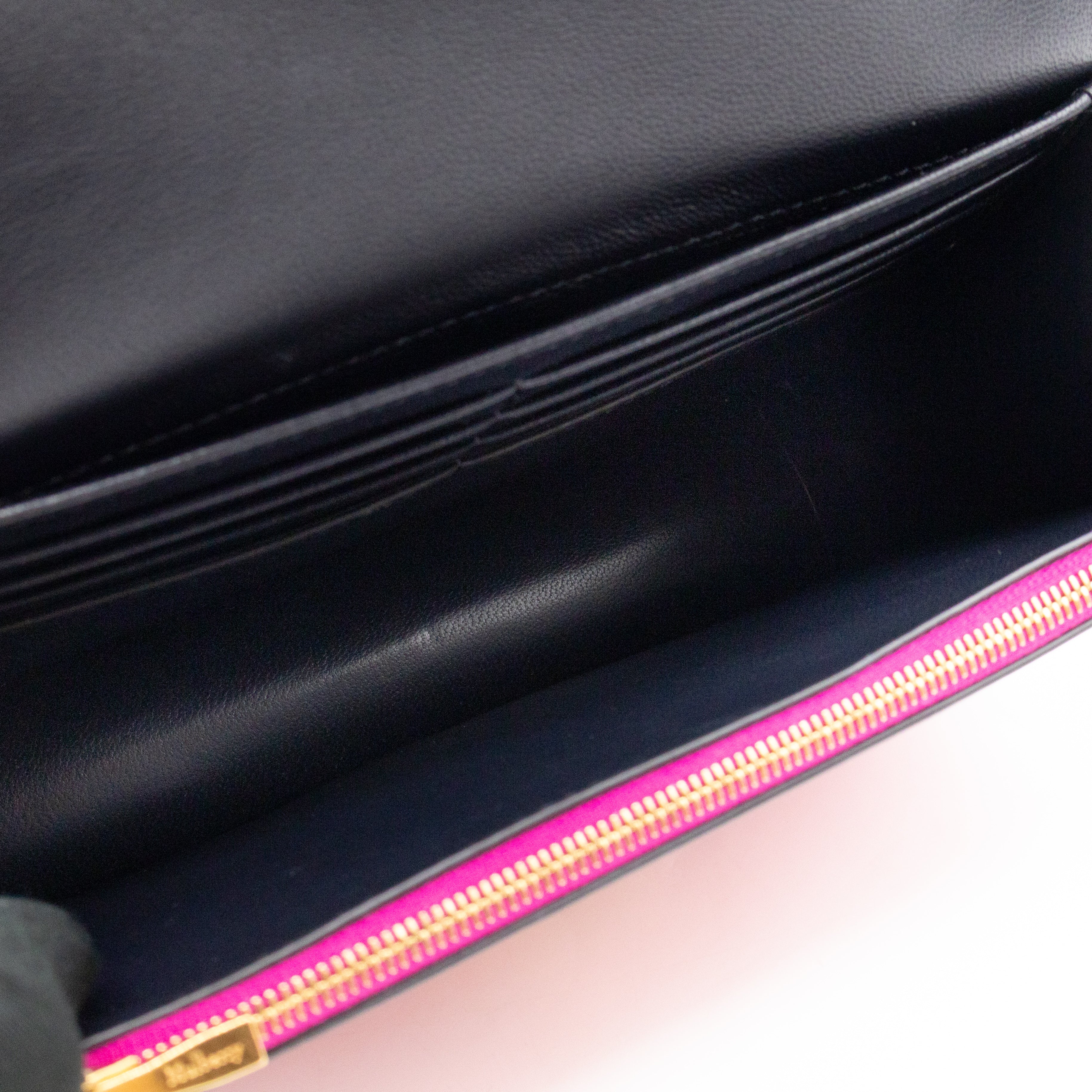 Small Darley Wallet On Chain Deep Pink Lizard Embossed Leather