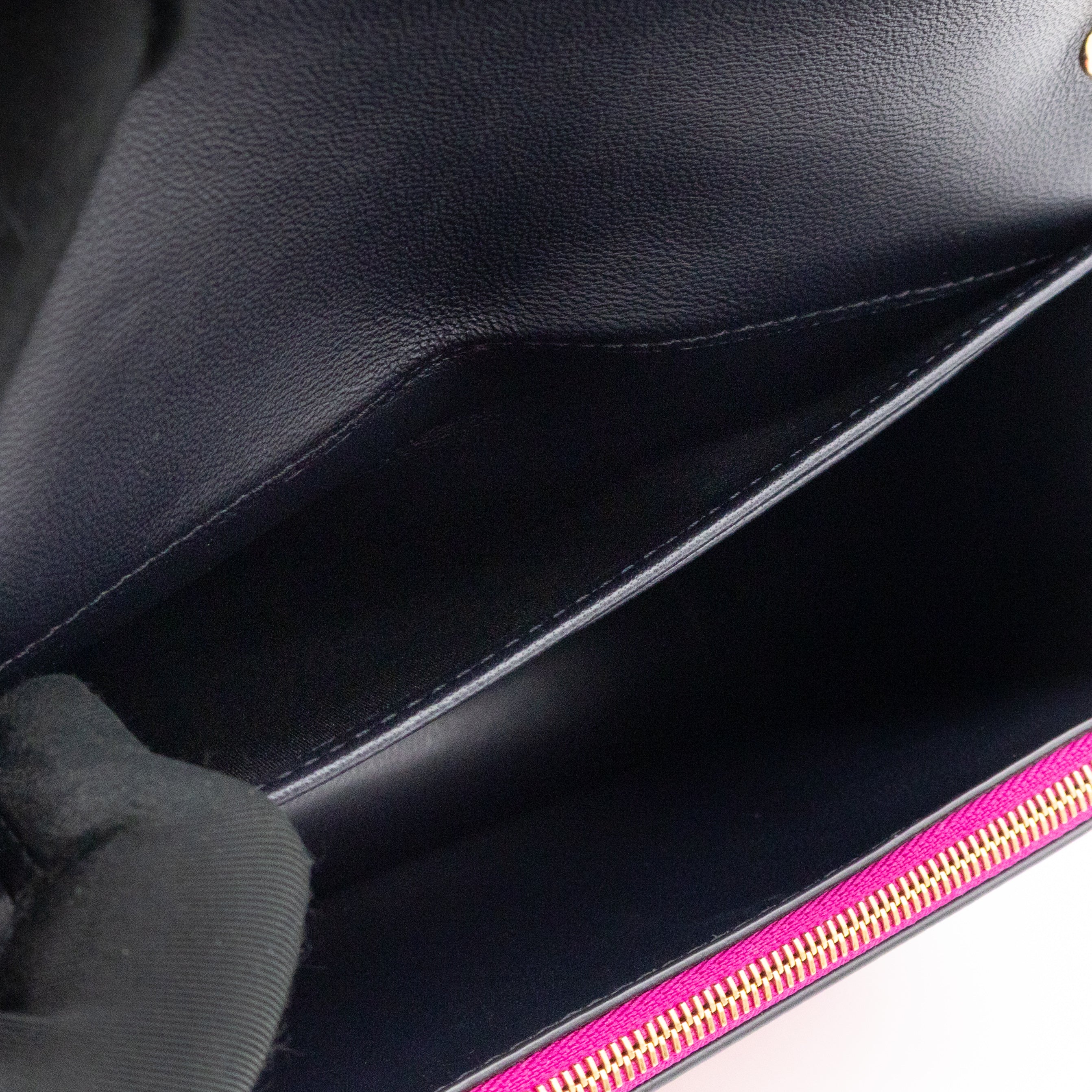 Small Darley Wallet On Chain Deep Pink Lizard Embossed Leather
