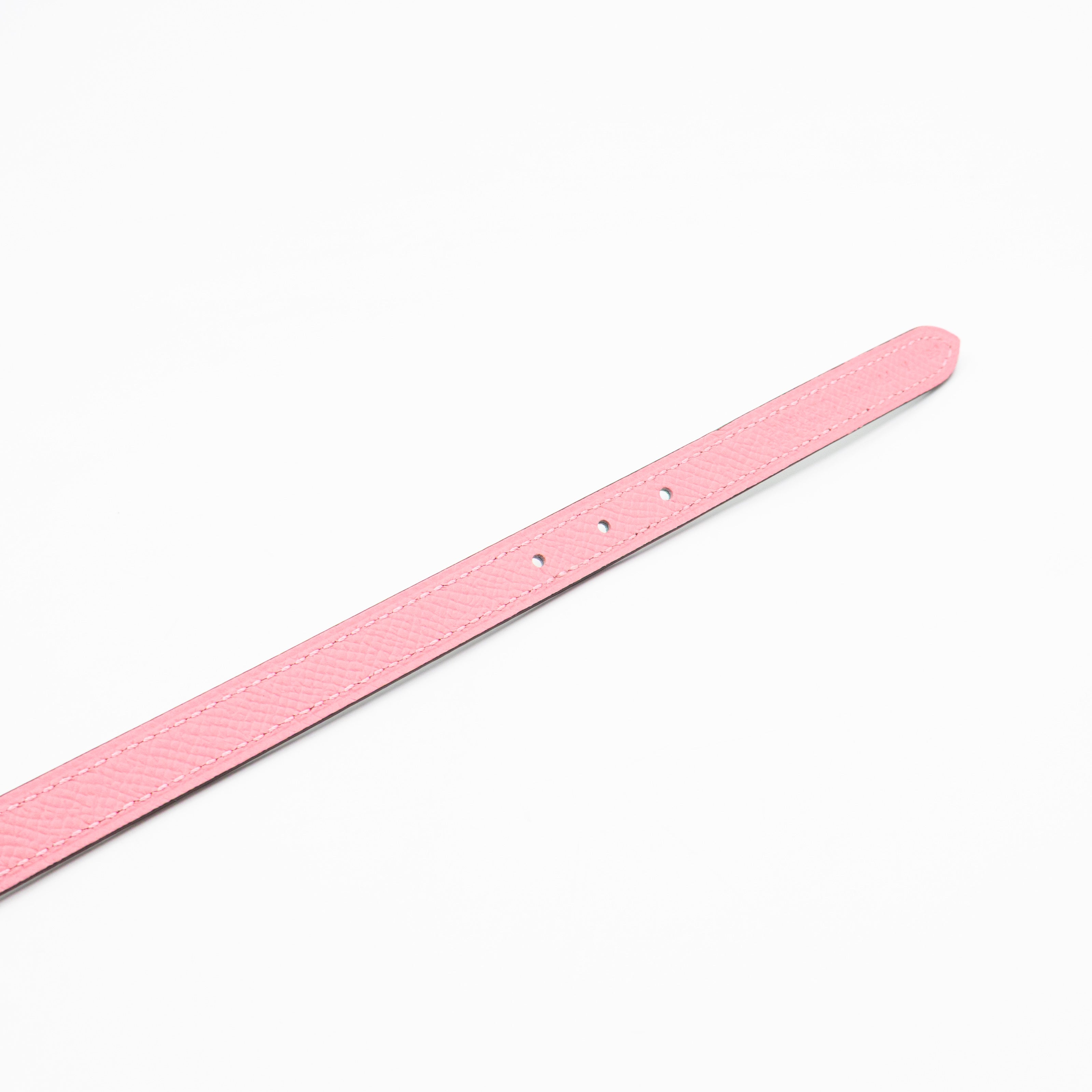 Maillon H Buckle & Reversible Vert Peppermint and Rose Confetti Leather Belt 85 cm