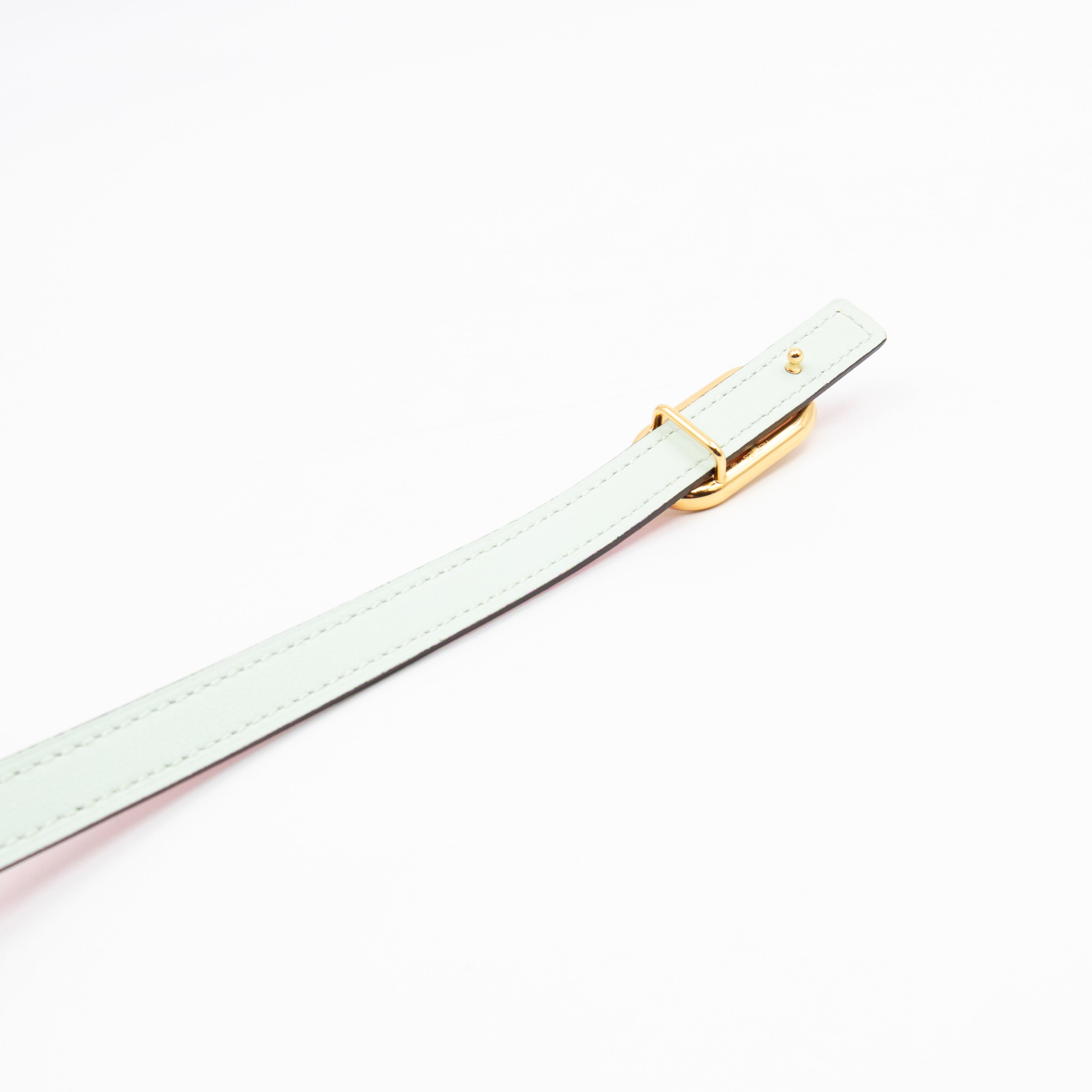 Maillon H Buckle & Reversible Vert Peppermint and Rose Confetti Leather Belt 85 cm