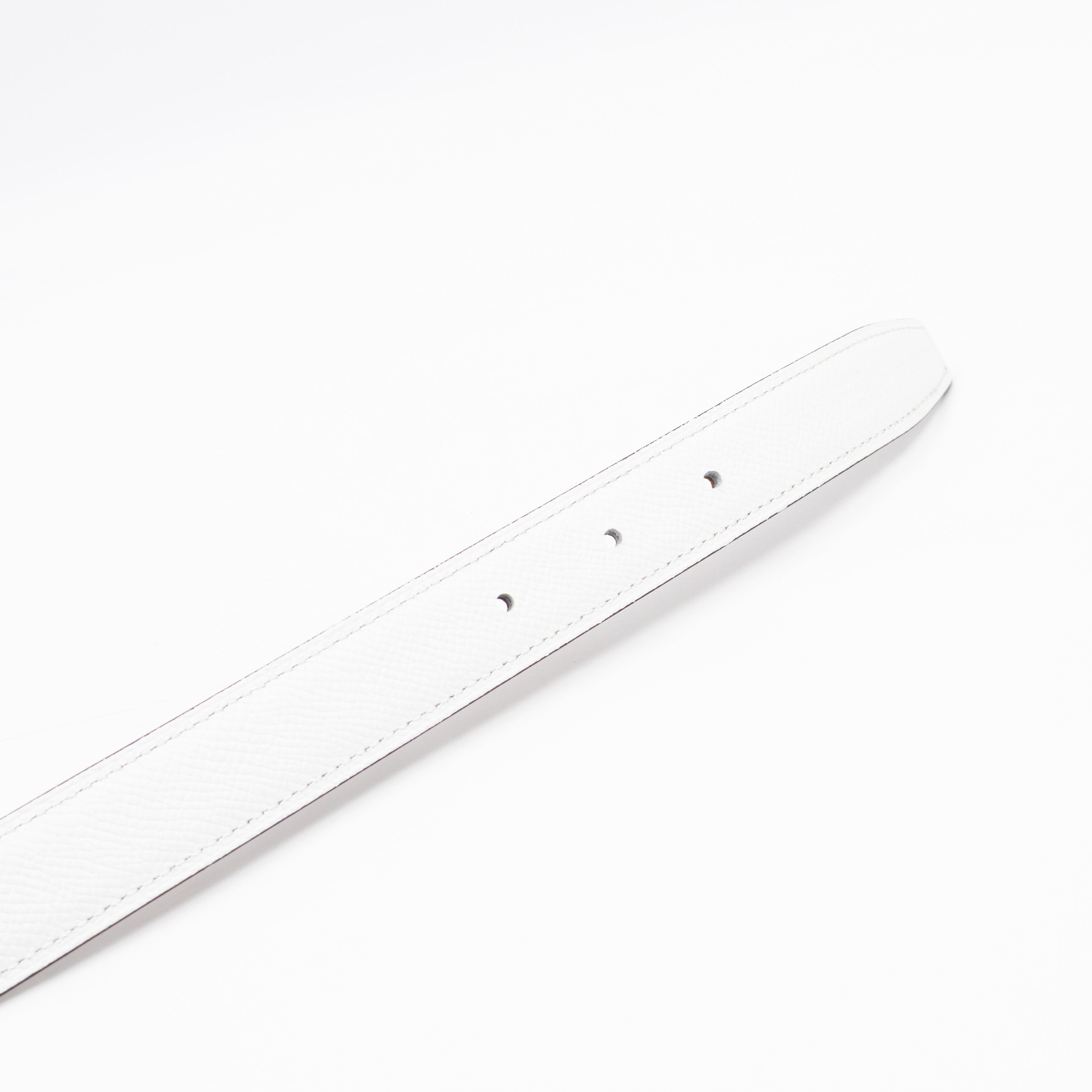 My H Belt Buckle & Reversible Blanc & Gold Leather Belt 80 cm