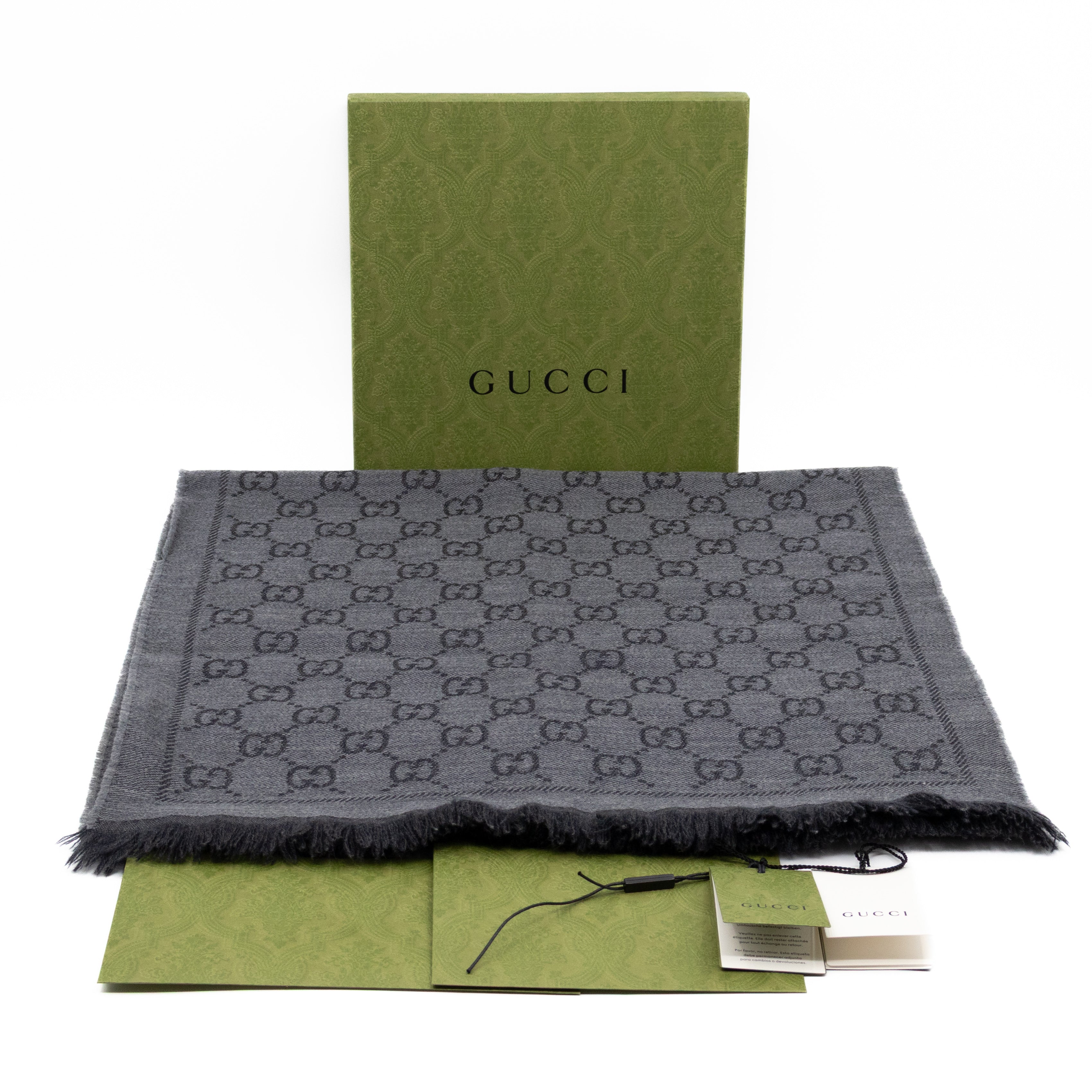 GG Wool Scarf Grey & Black