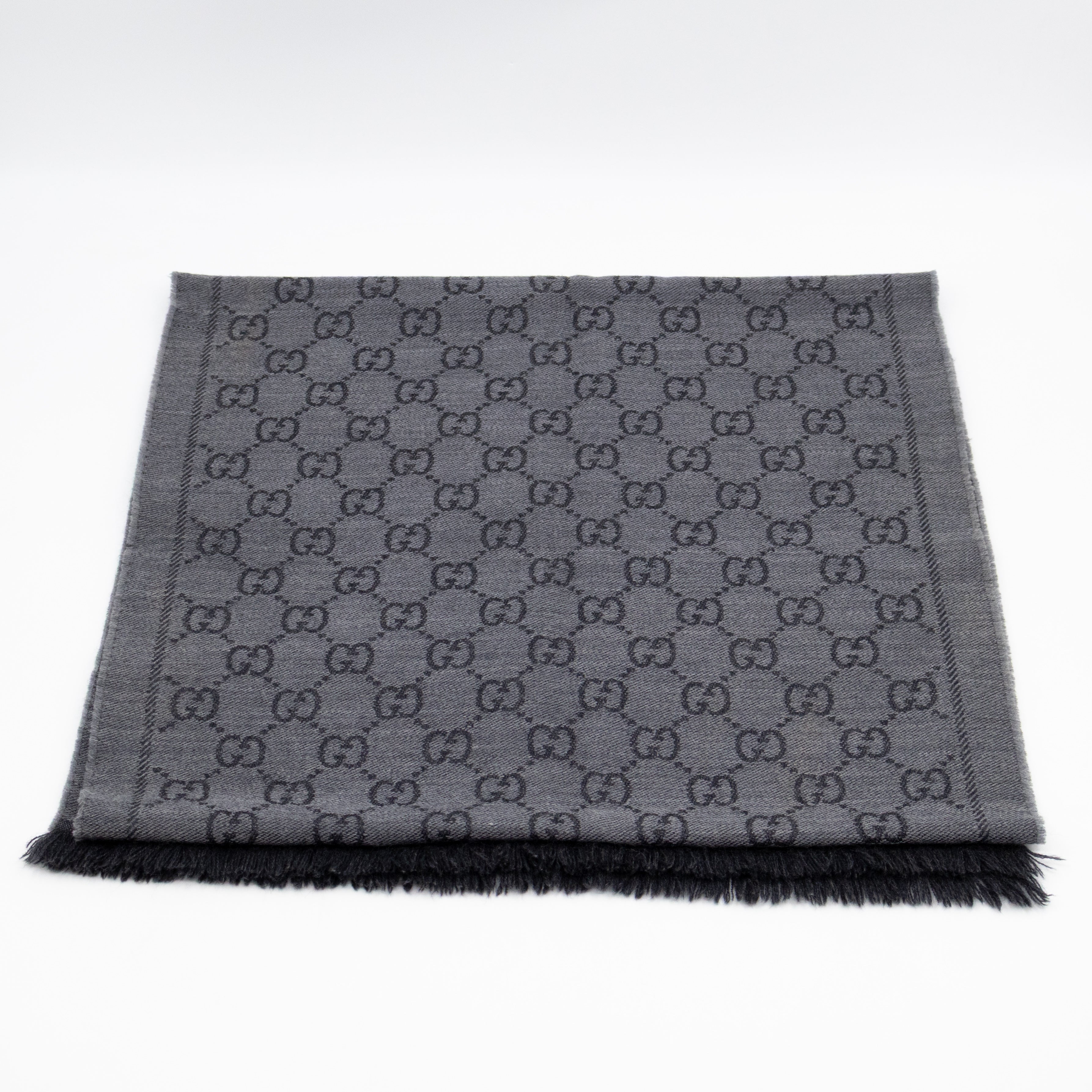 GG Wool Scarf Grey & Black