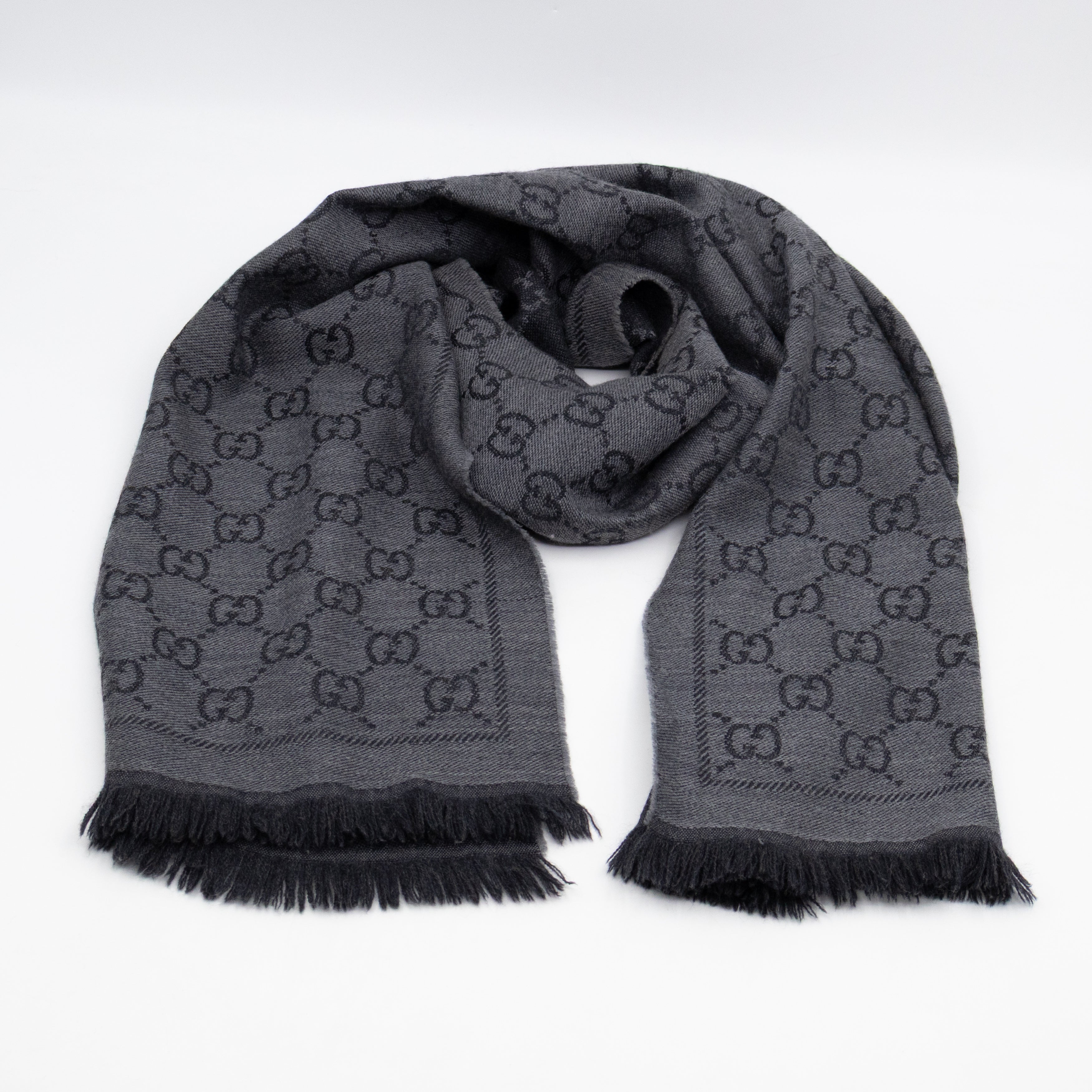 GG Wool Scarf Grey & Black