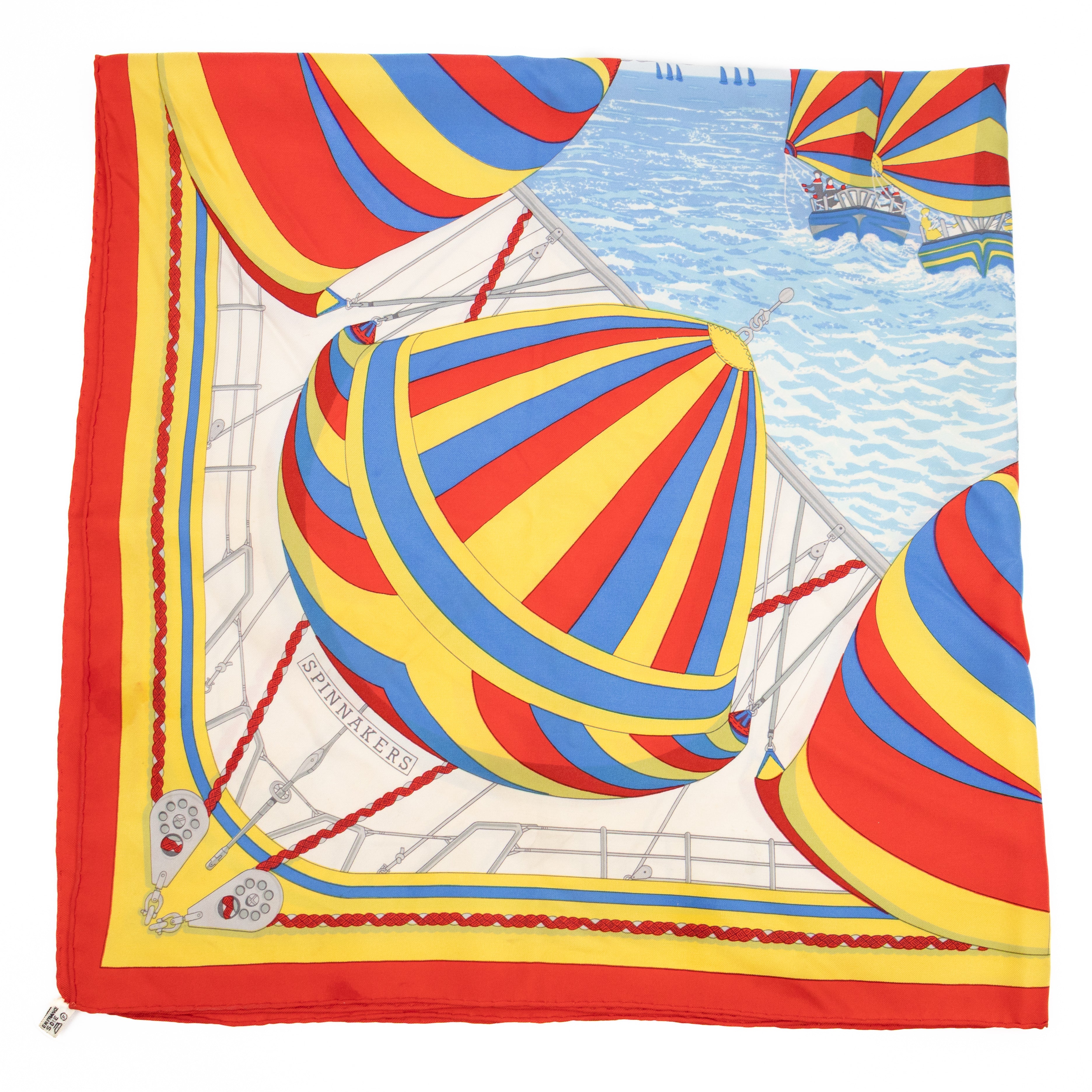 Silk Scarf 90 Spinnakers Red Yellow Blue