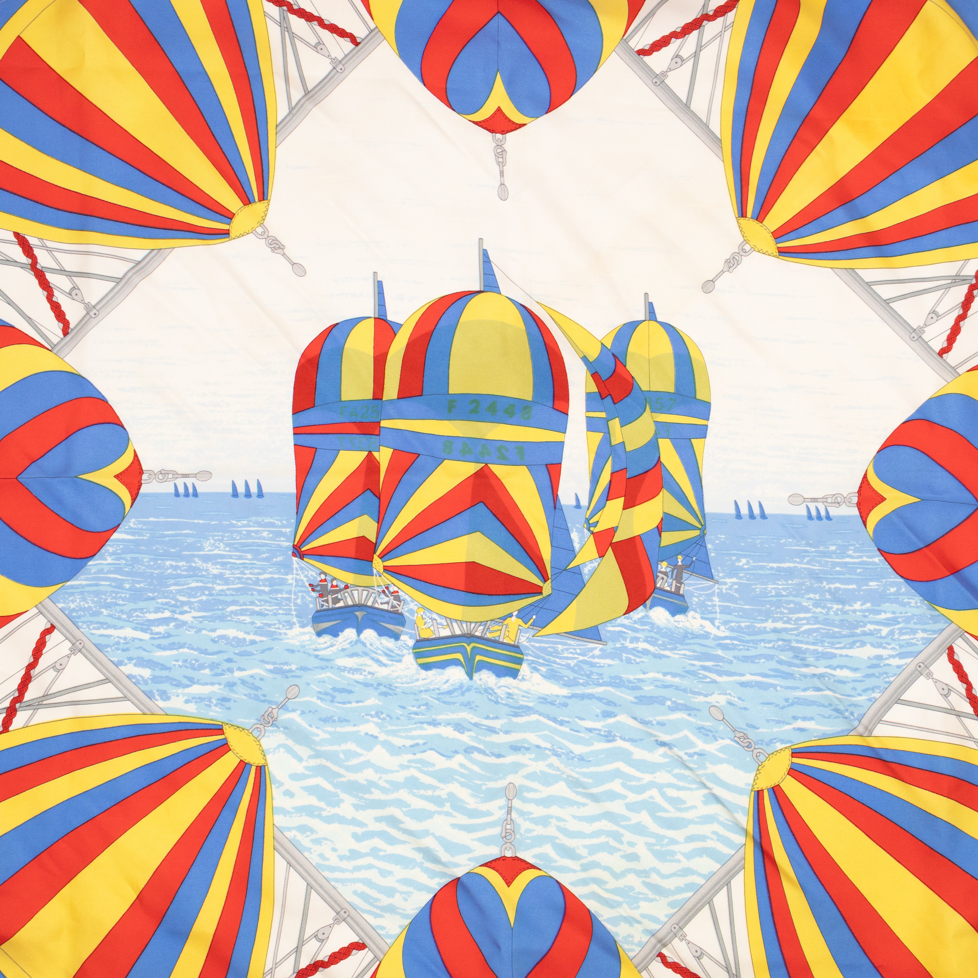 Silk Scarf 90 Spinnakers Red Yellow Blue