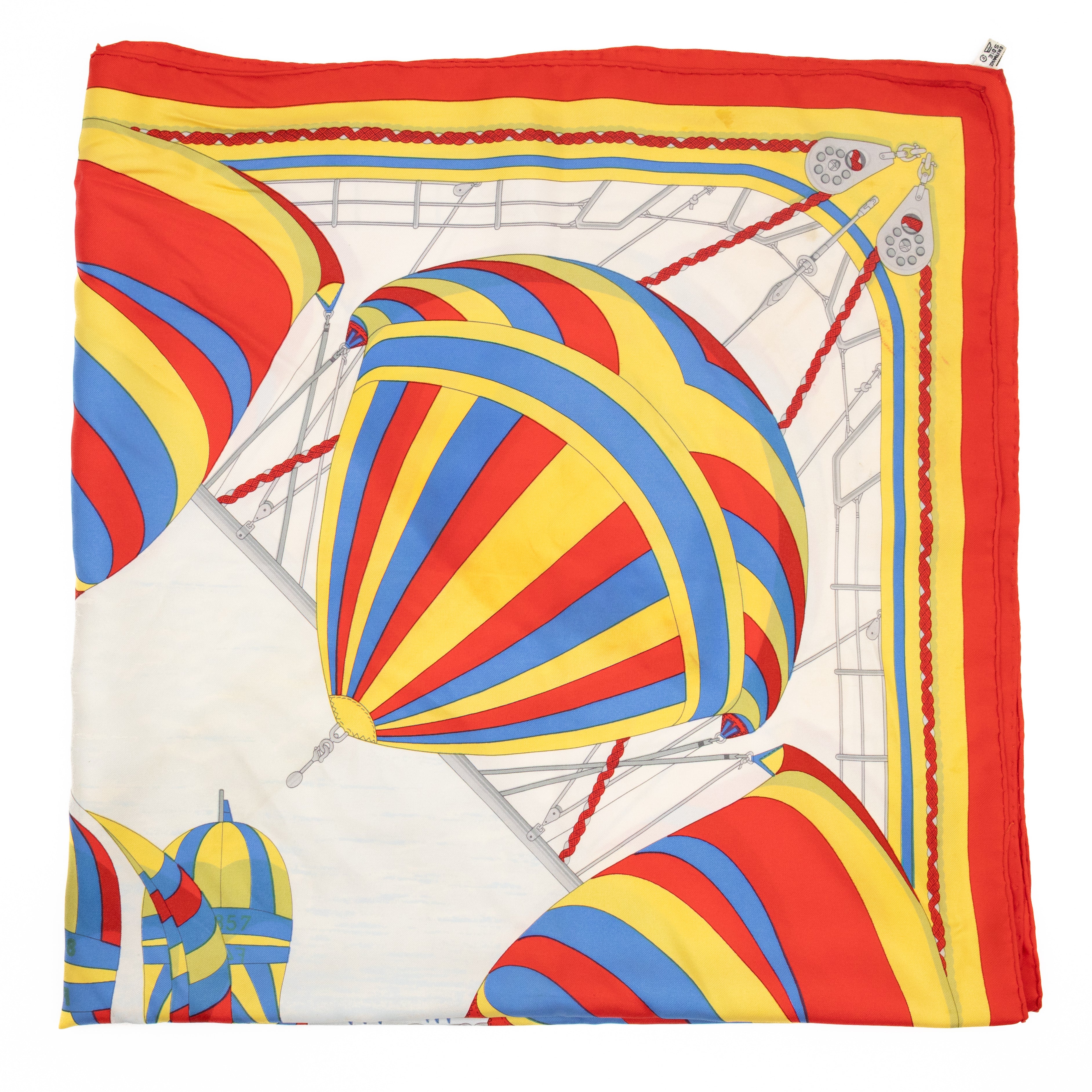 Silk Scarf 90 Spinnakers Red Yellow Blue