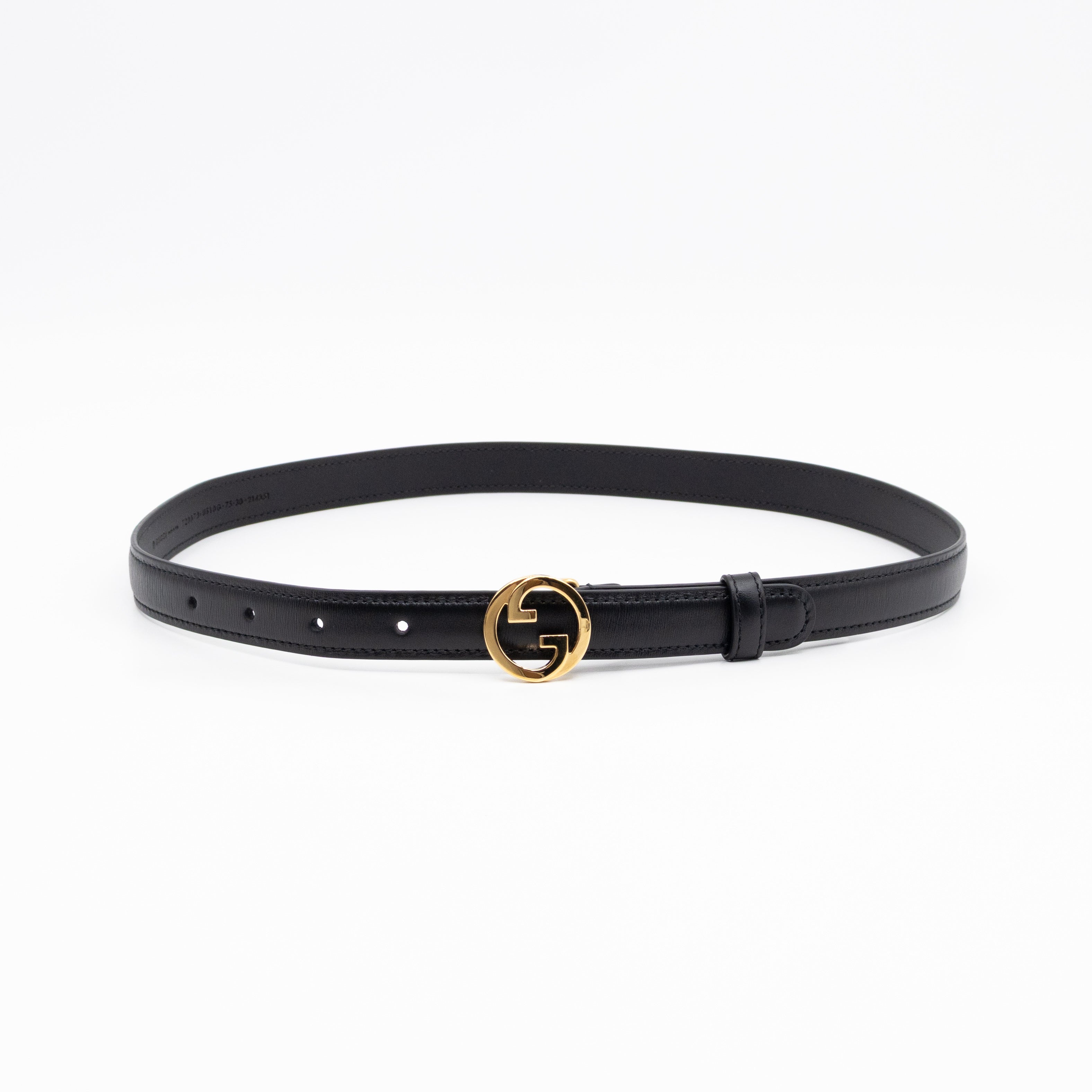 Blondie Thin Belt Black Leather 75 cm