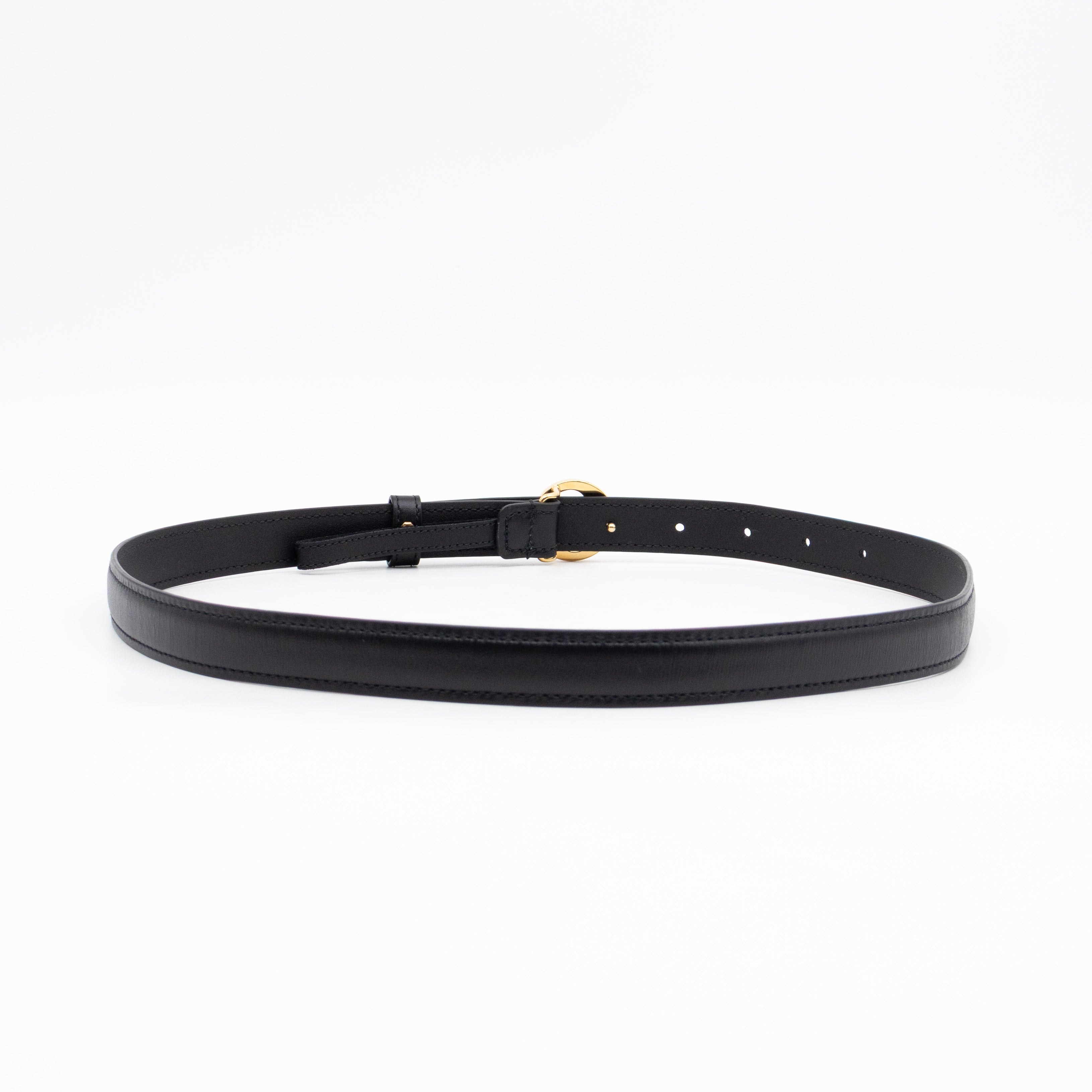Blondie Thin Belt Black Leather 75 cm