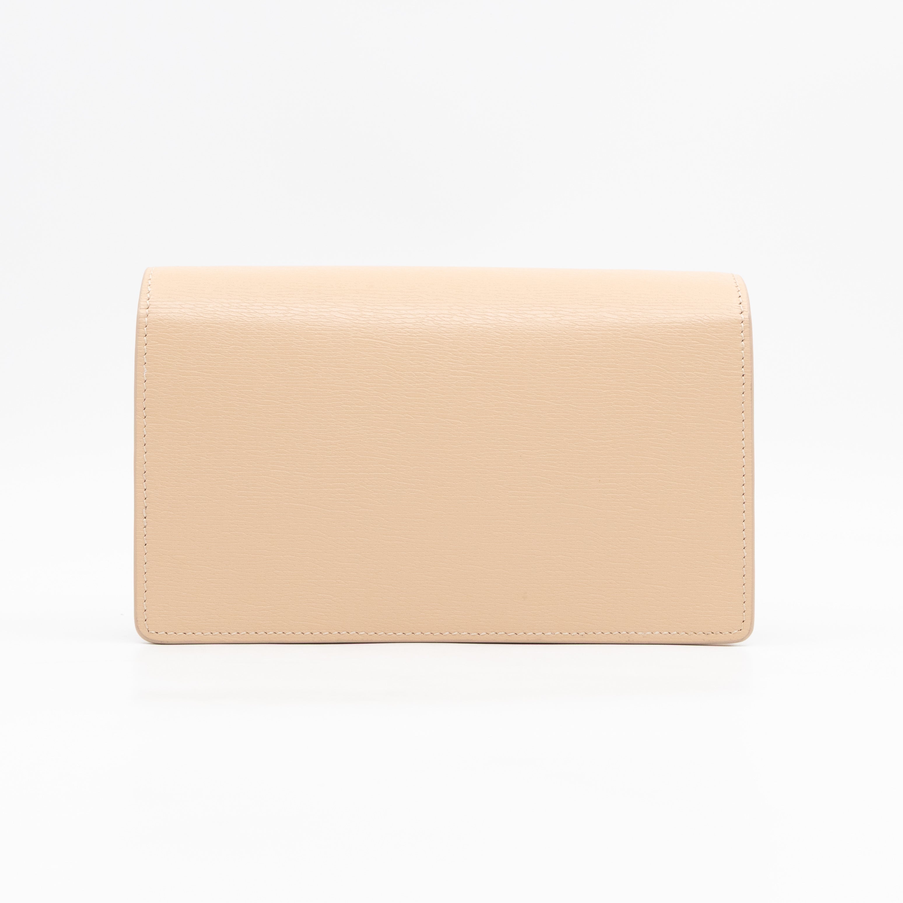 Petite Chain Wallet Beige Leather