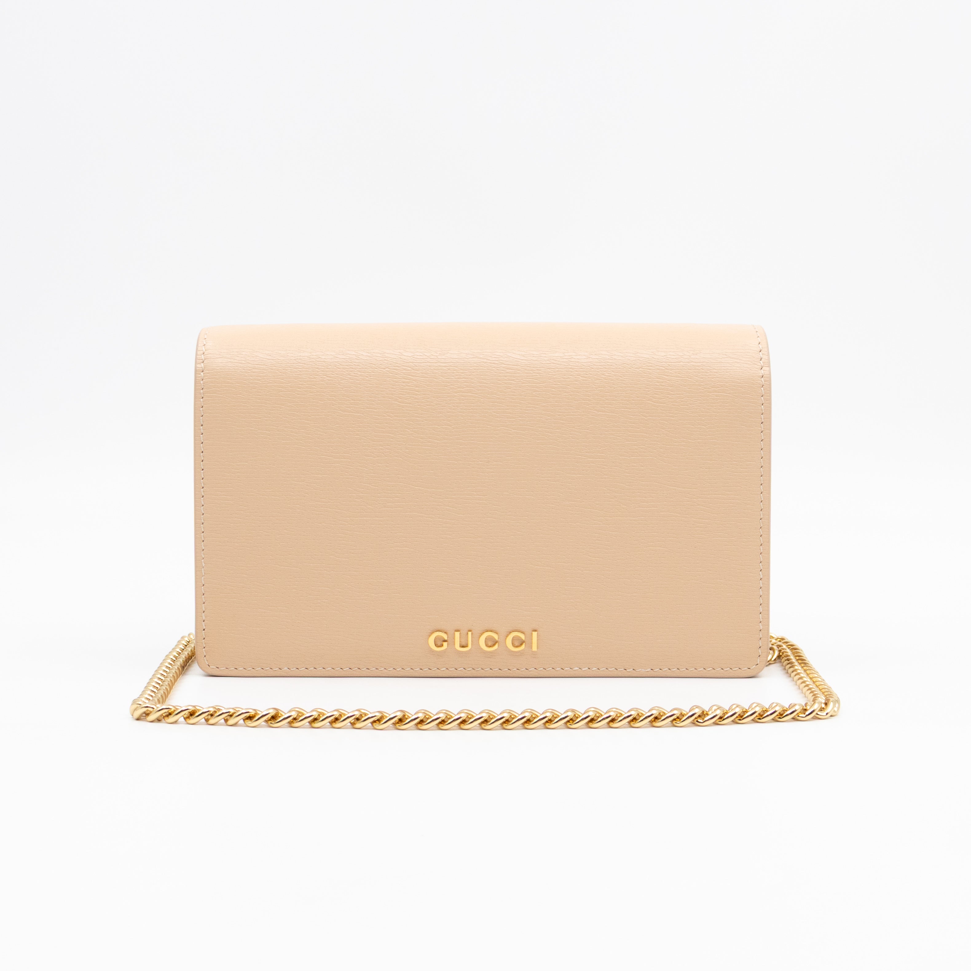 Petite Chain Wallet Beige Leather