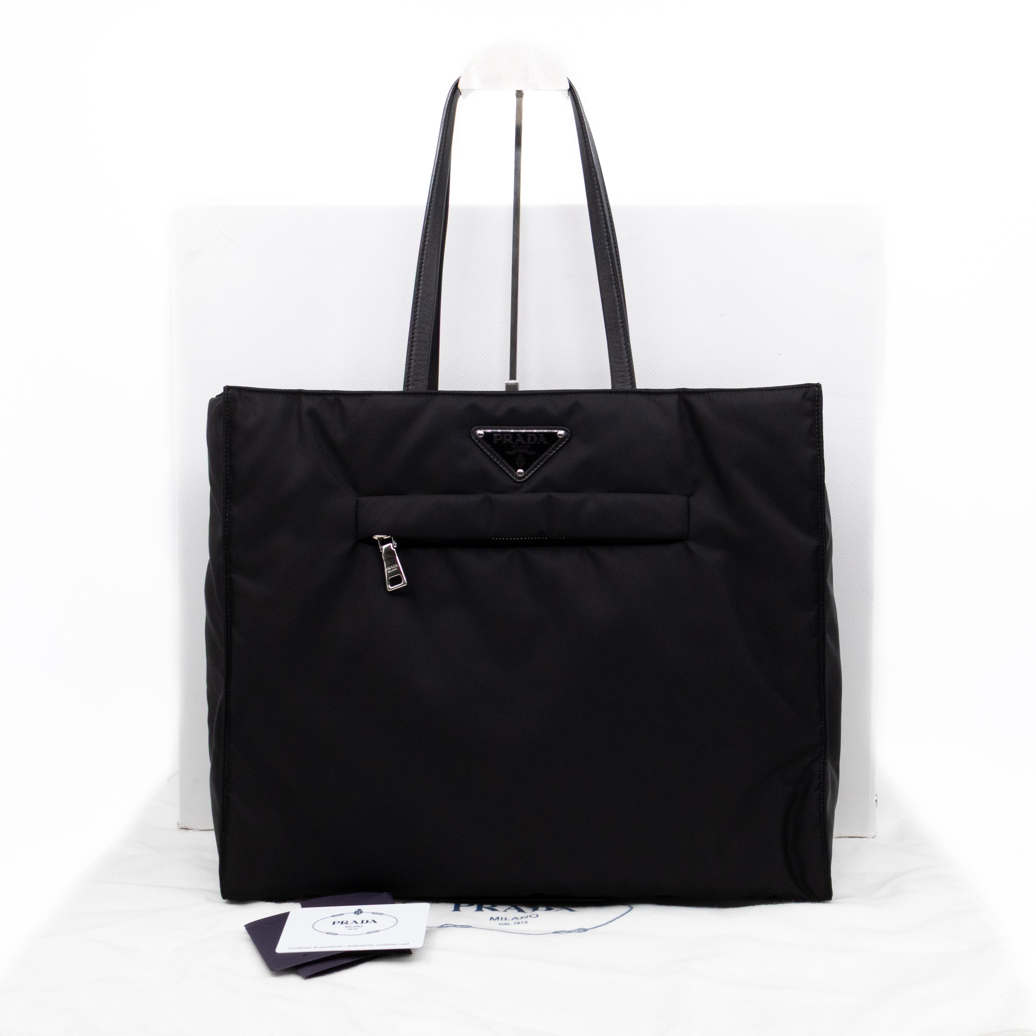Front Pocket Tote Tessuto Nylon Black