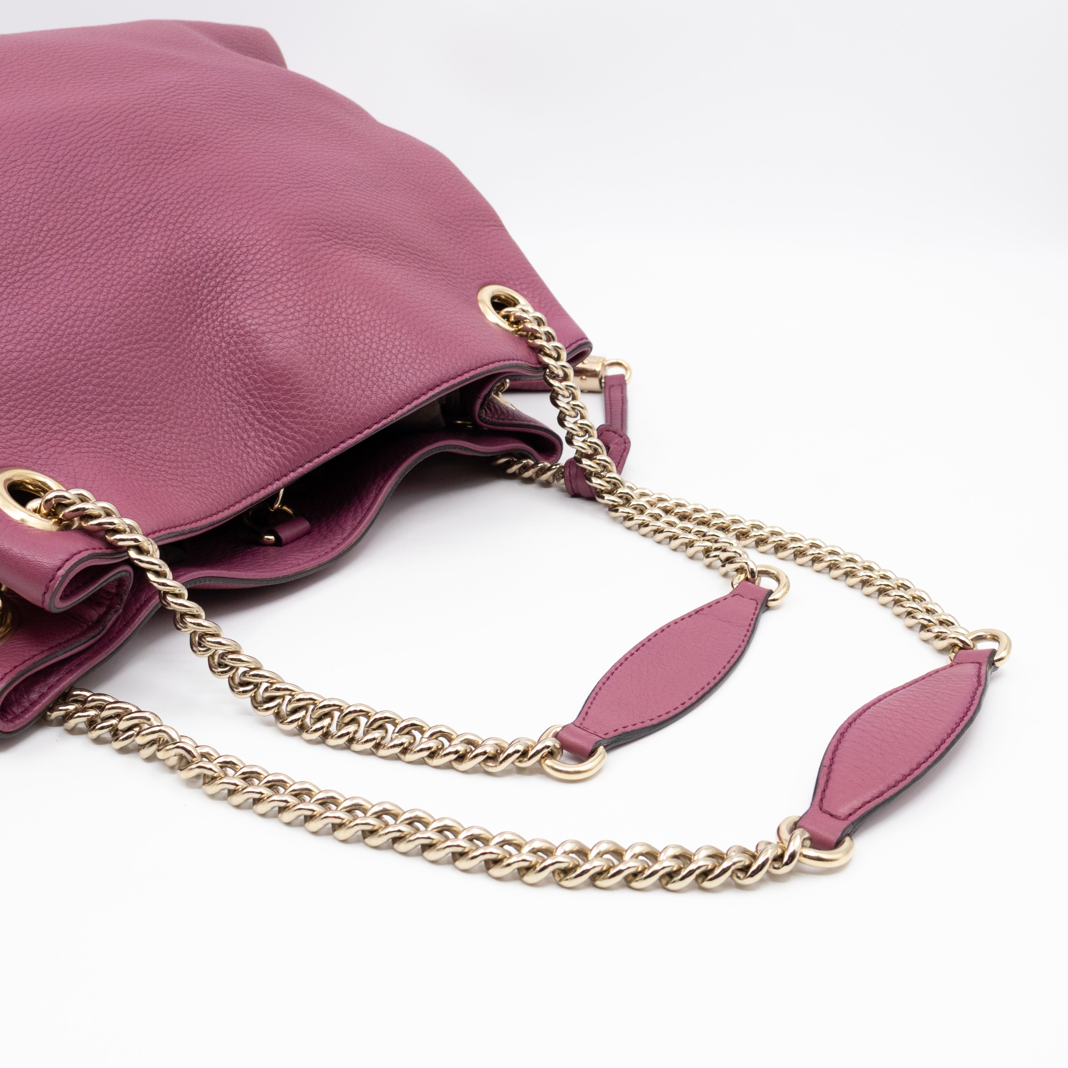 Soho Chain Tote Bag Purple Leather