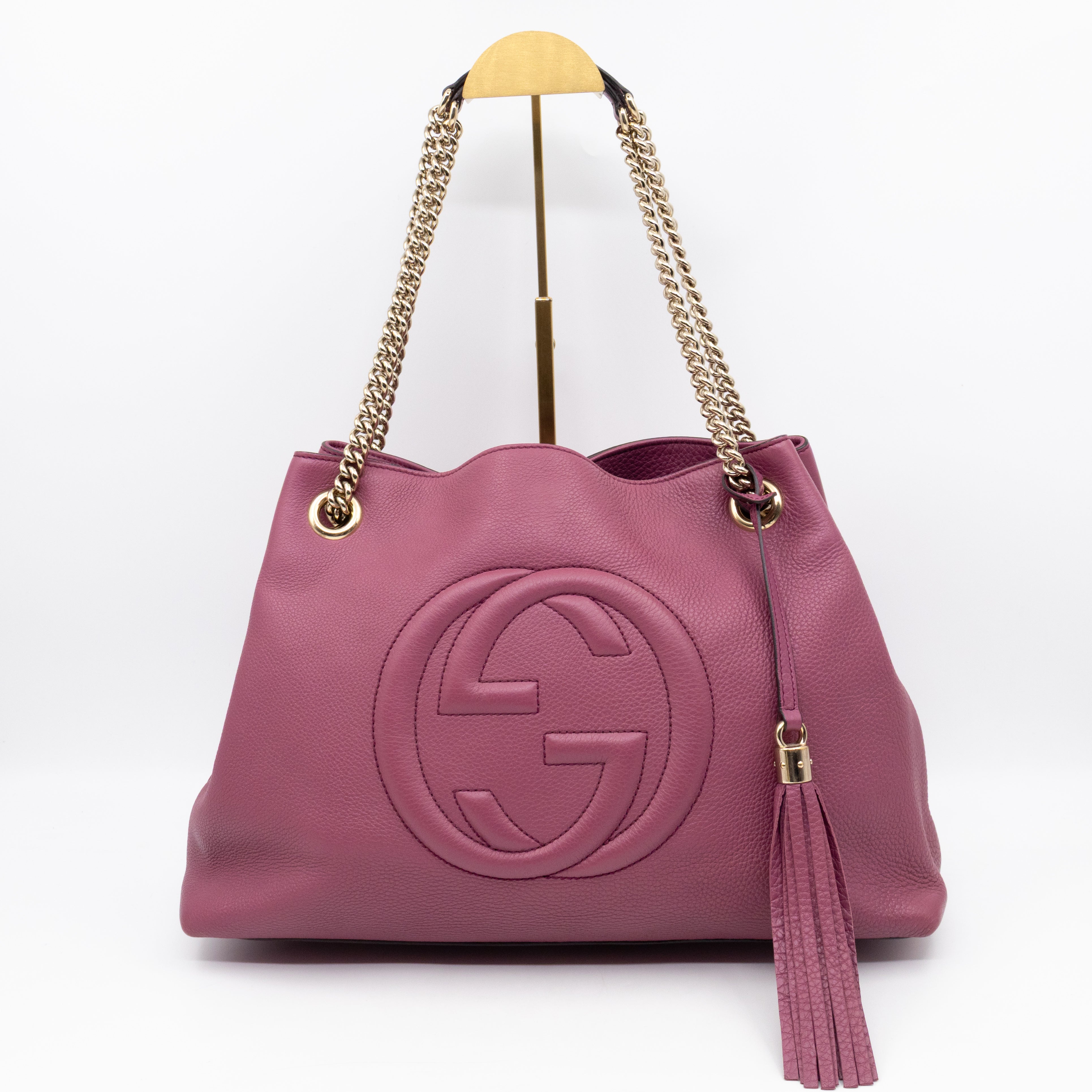 Soho Chain Tote Bag Purple Leather