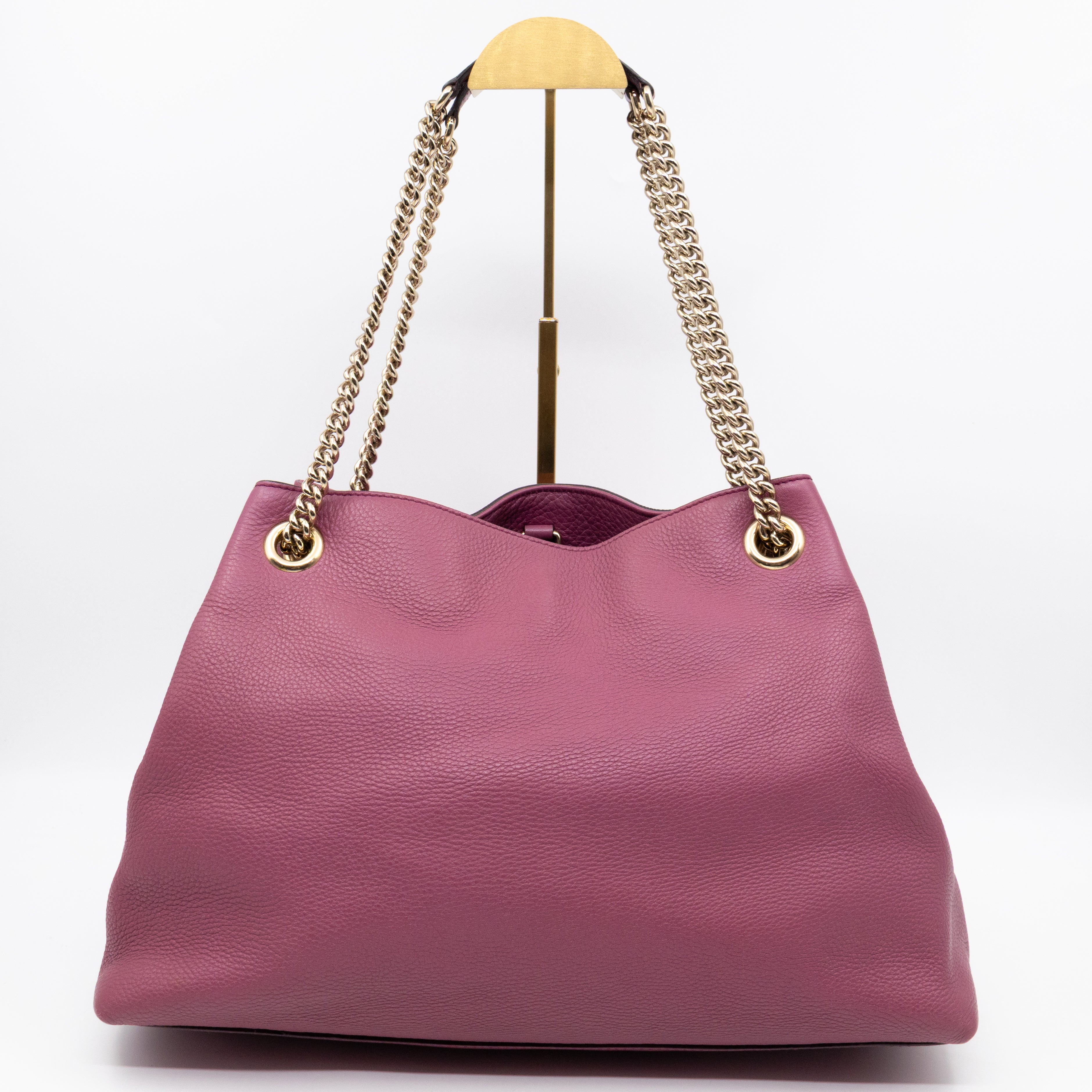 Soho Chain Tote Bag Purple Leather