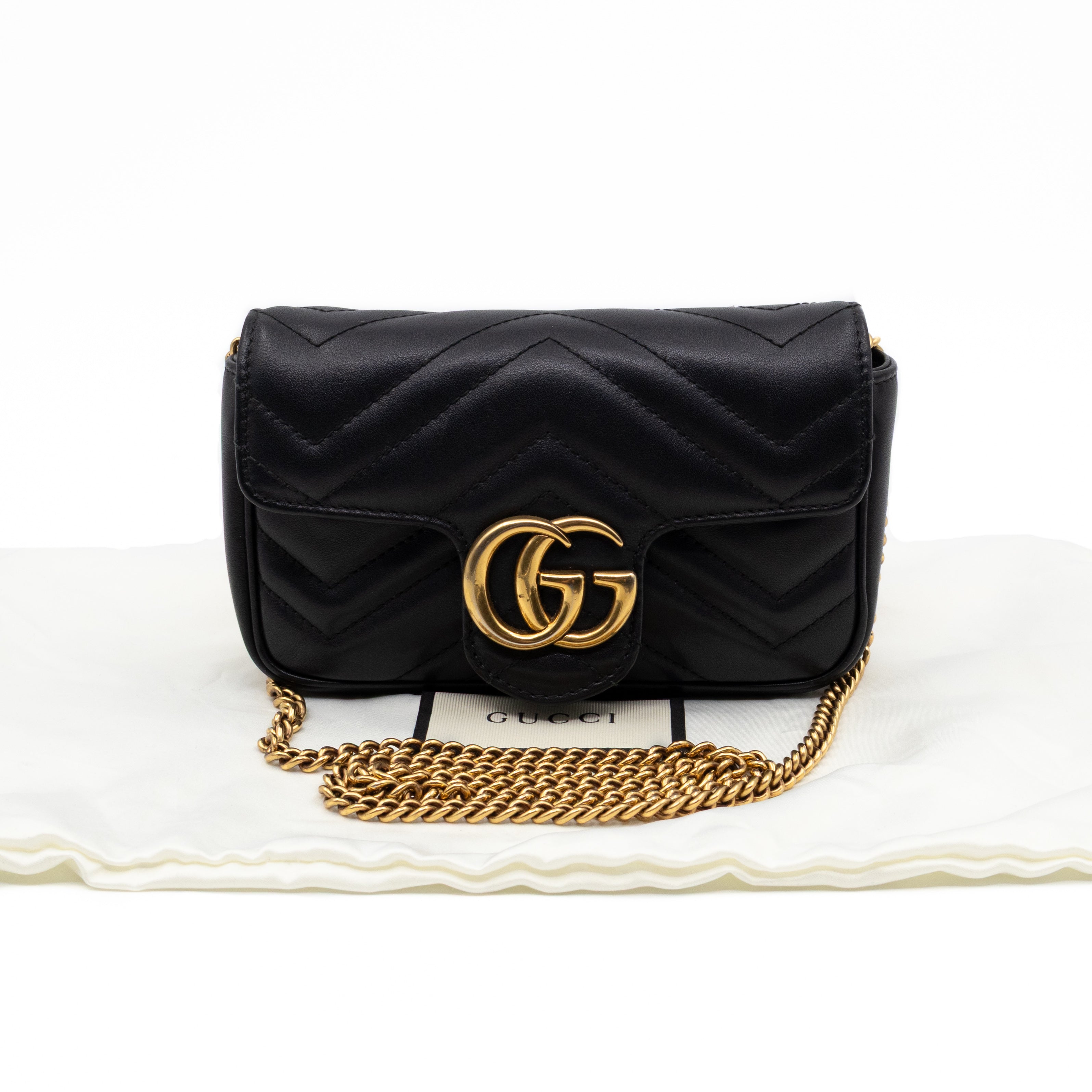 GG Marmont Super Mini Flap Bag Black Leather