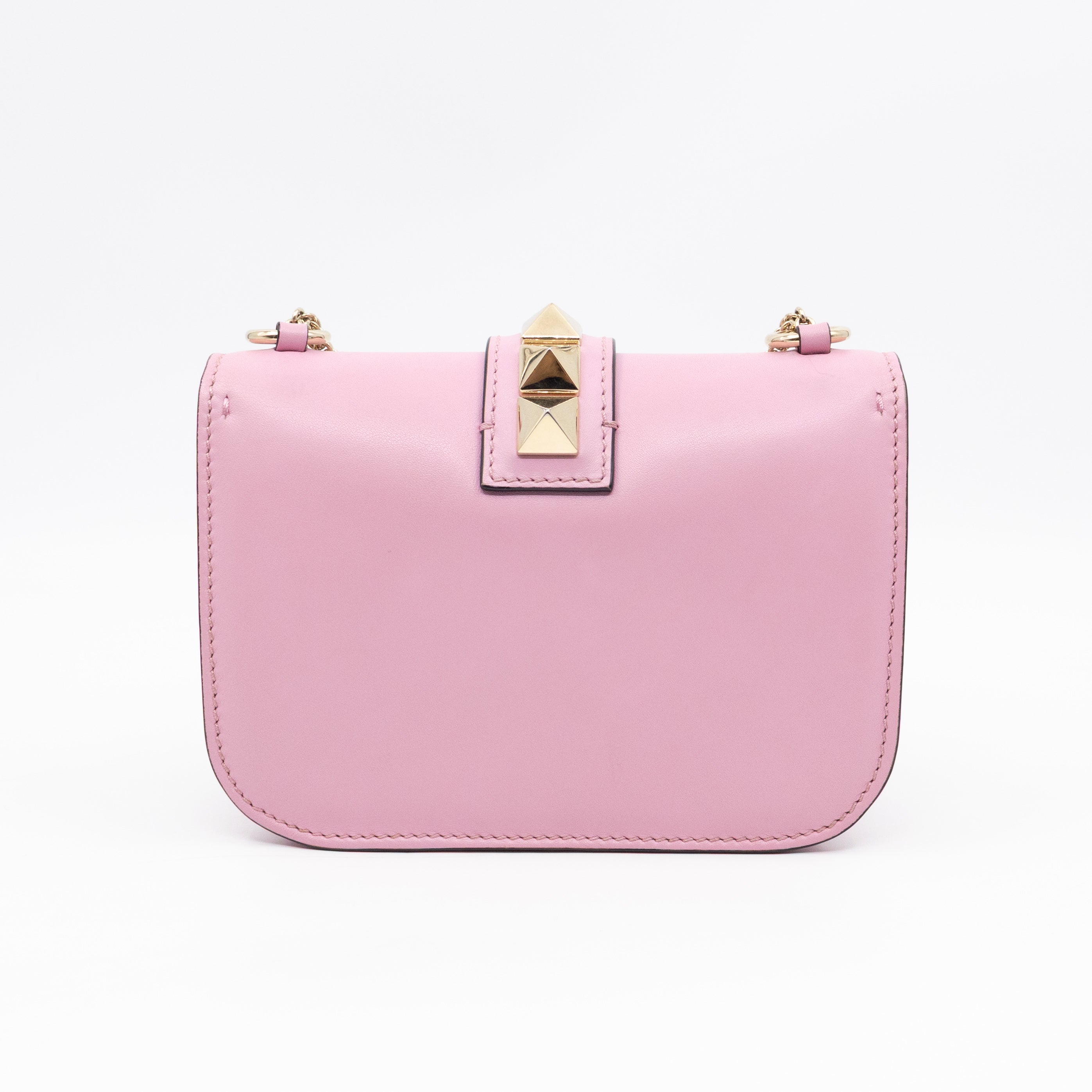 Small Glam Lock Rockstud Flap Bag Pink