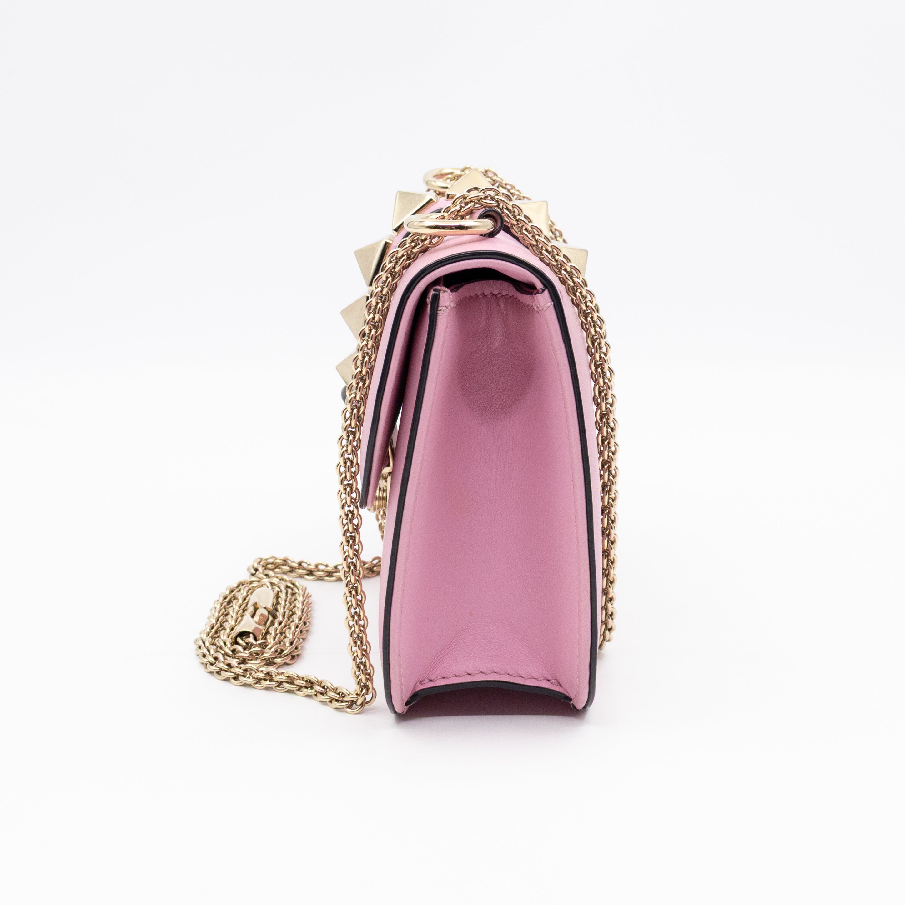 Small Glam Lock Rockstud Flap Bag Pink
