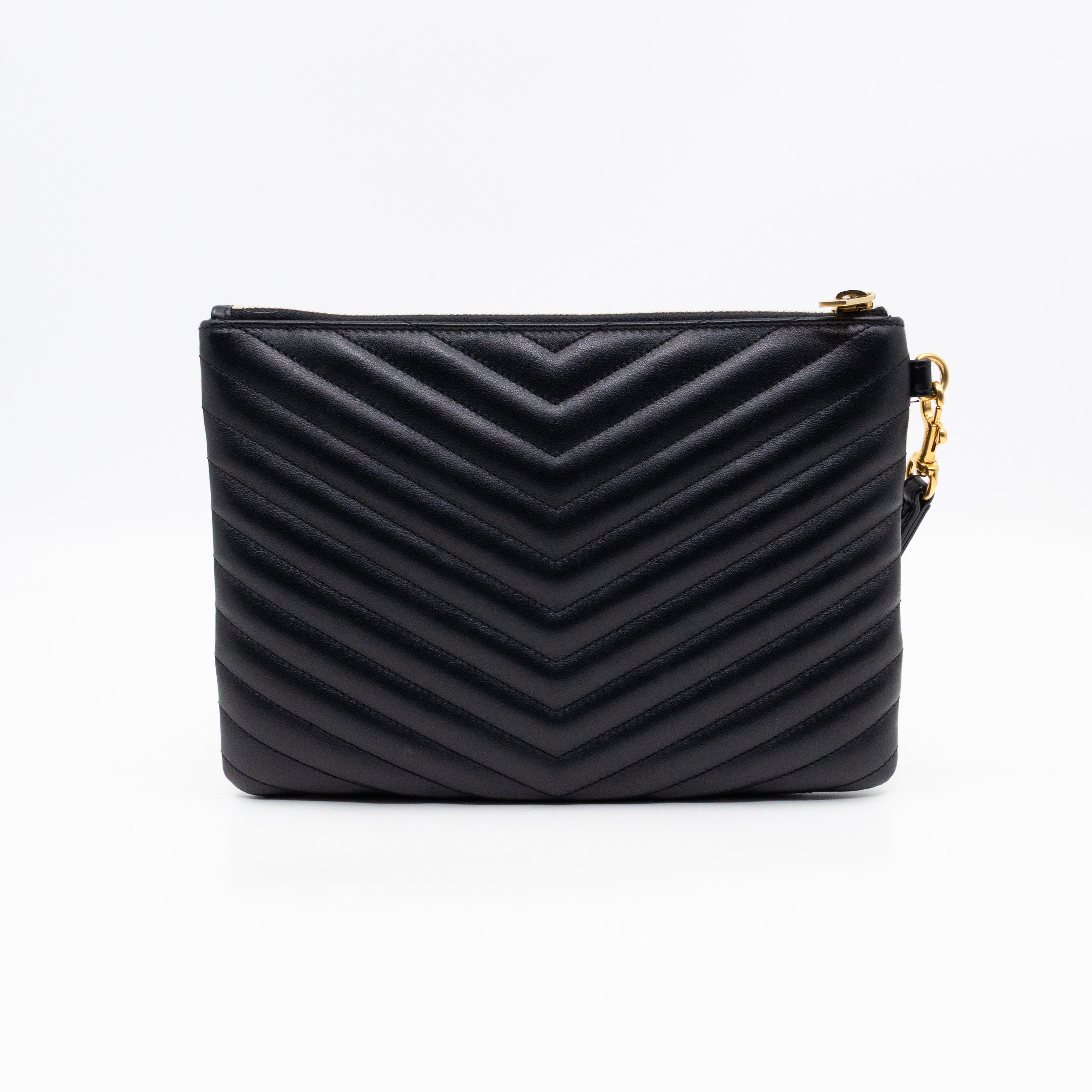 Cassandre Matelasse Pouch Black Leather