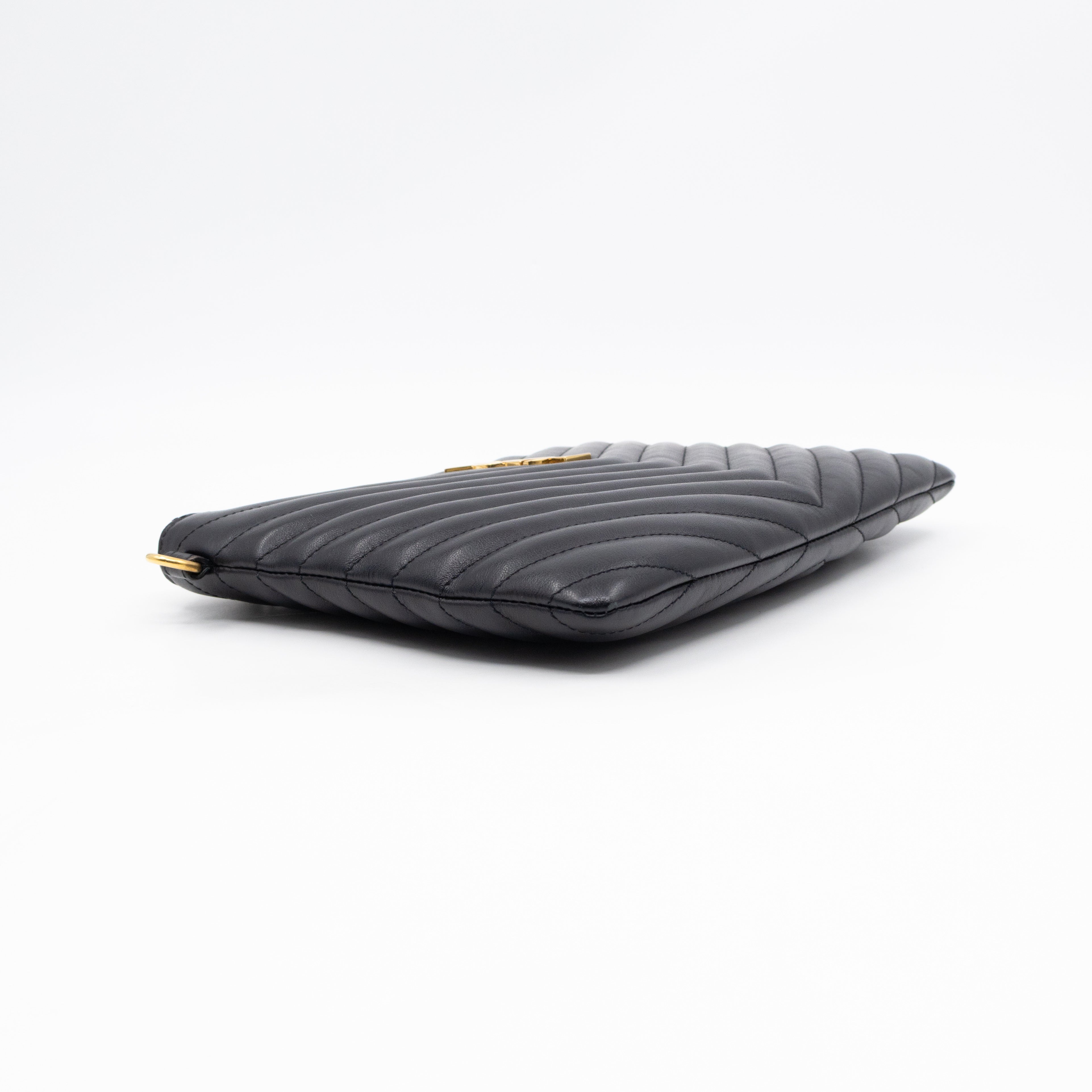Cassandre Matelasse Pouch Black Leather