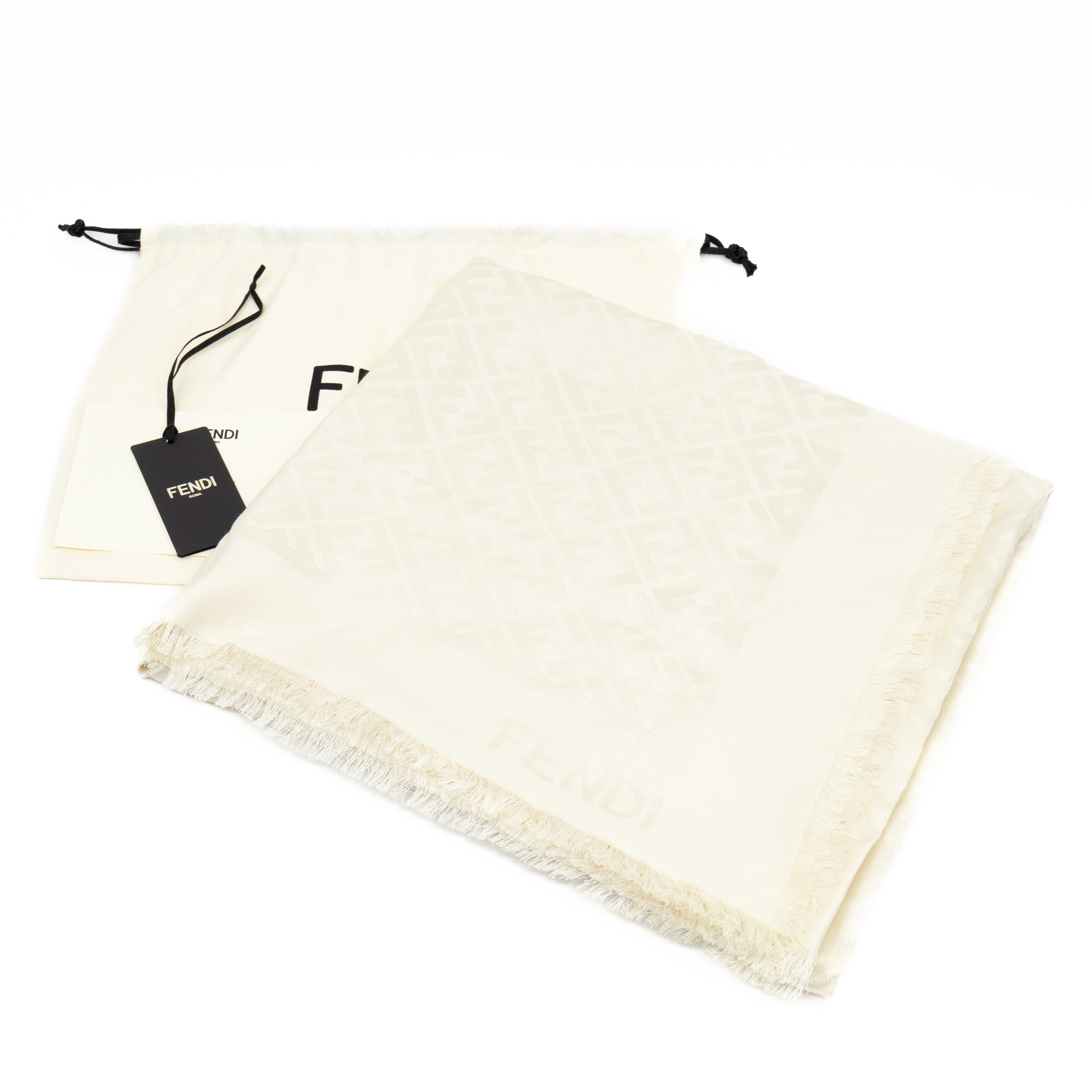 FF Silk & Wool Shawl Ivory White
