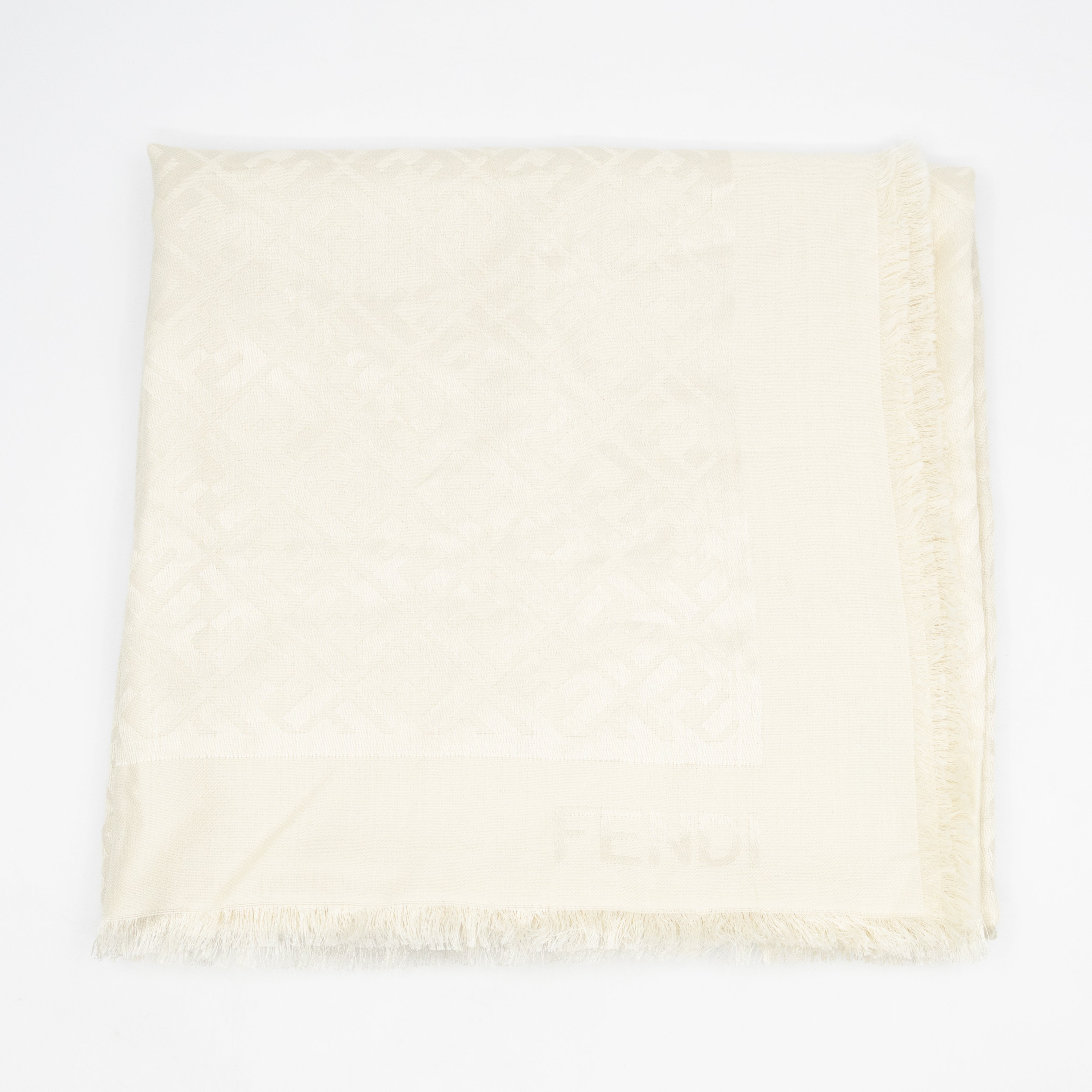FF Silk & Wool Shawl Ivory White