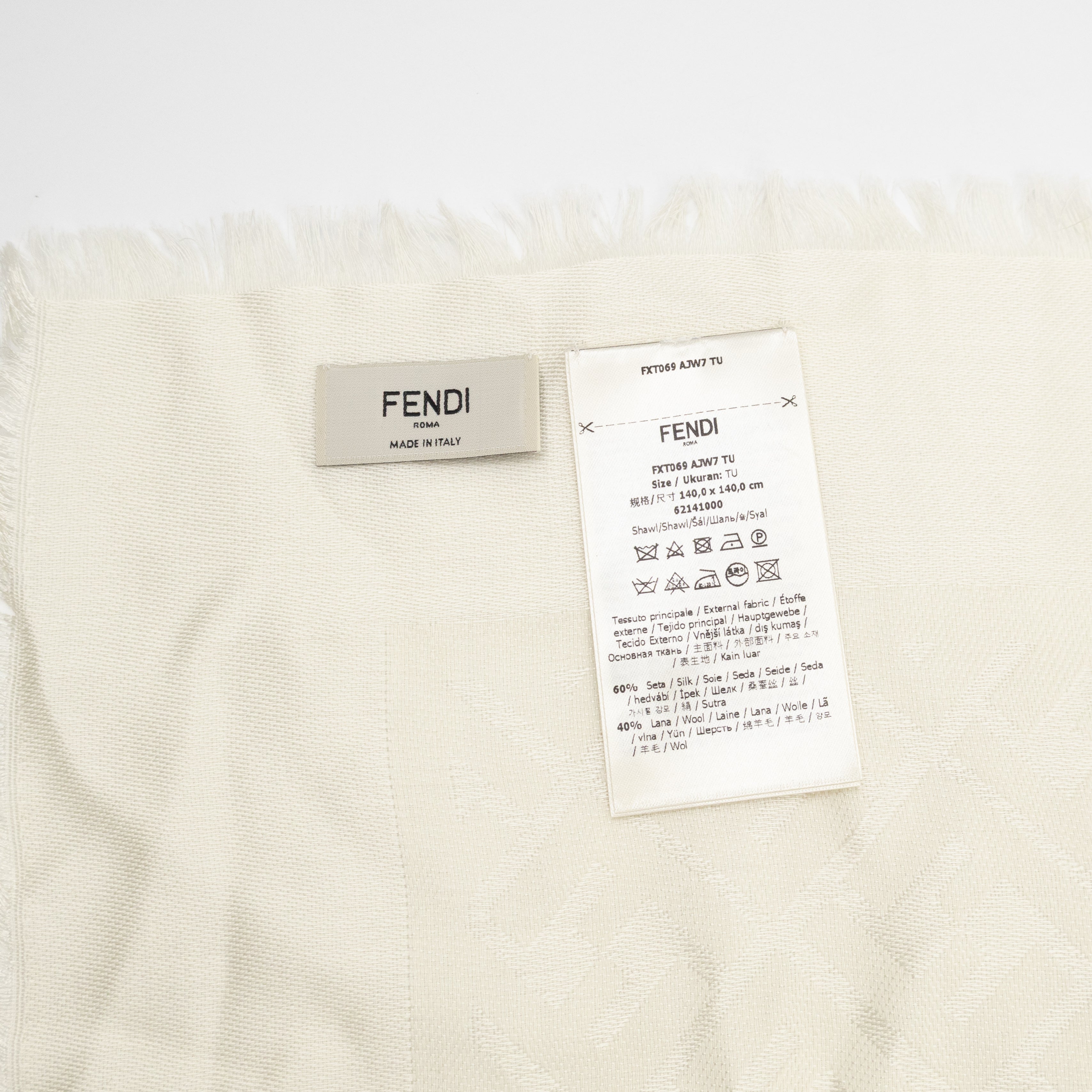 FF Silk & Wool Shawl Ivory White
