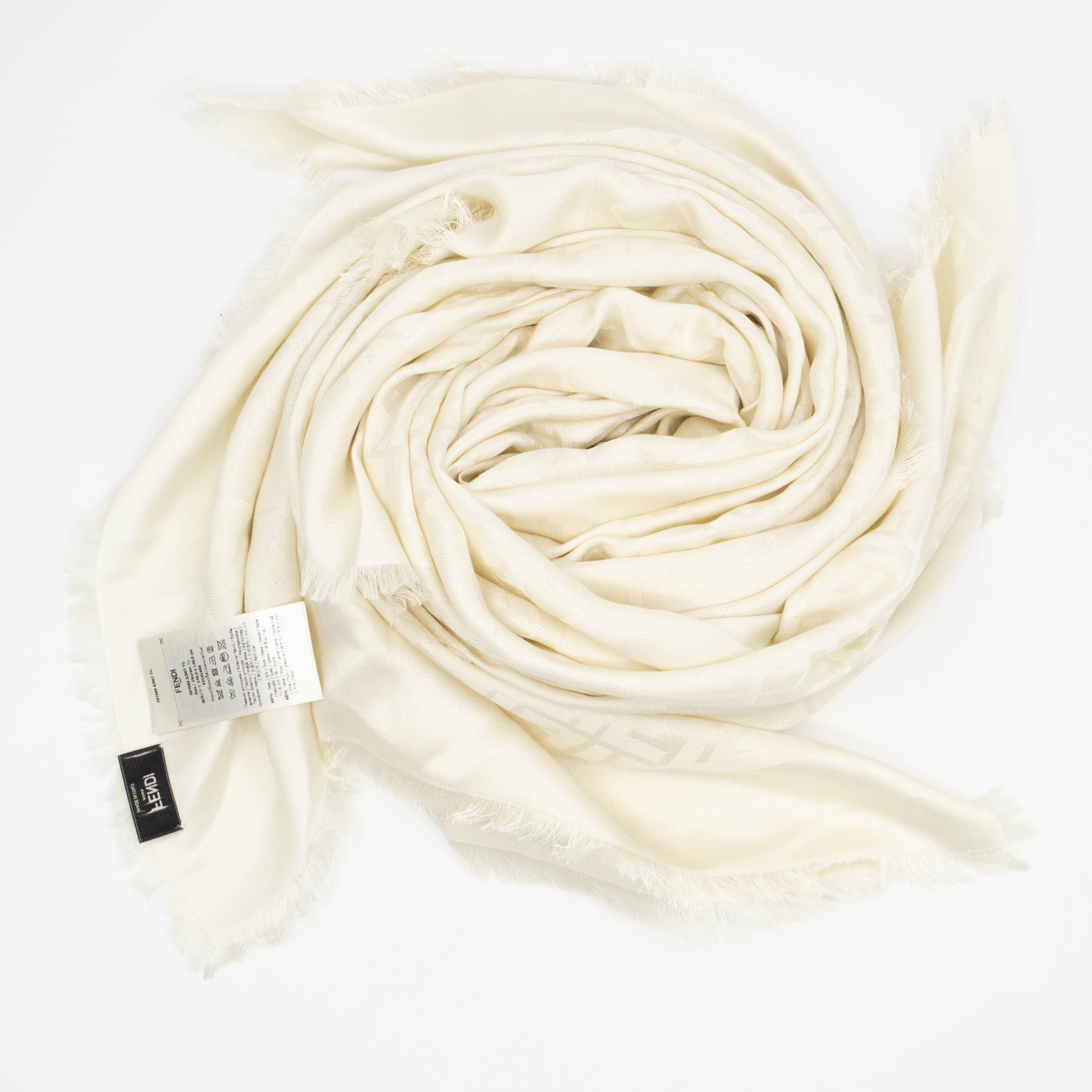 FF Silk & Wool Shawl Ivory White