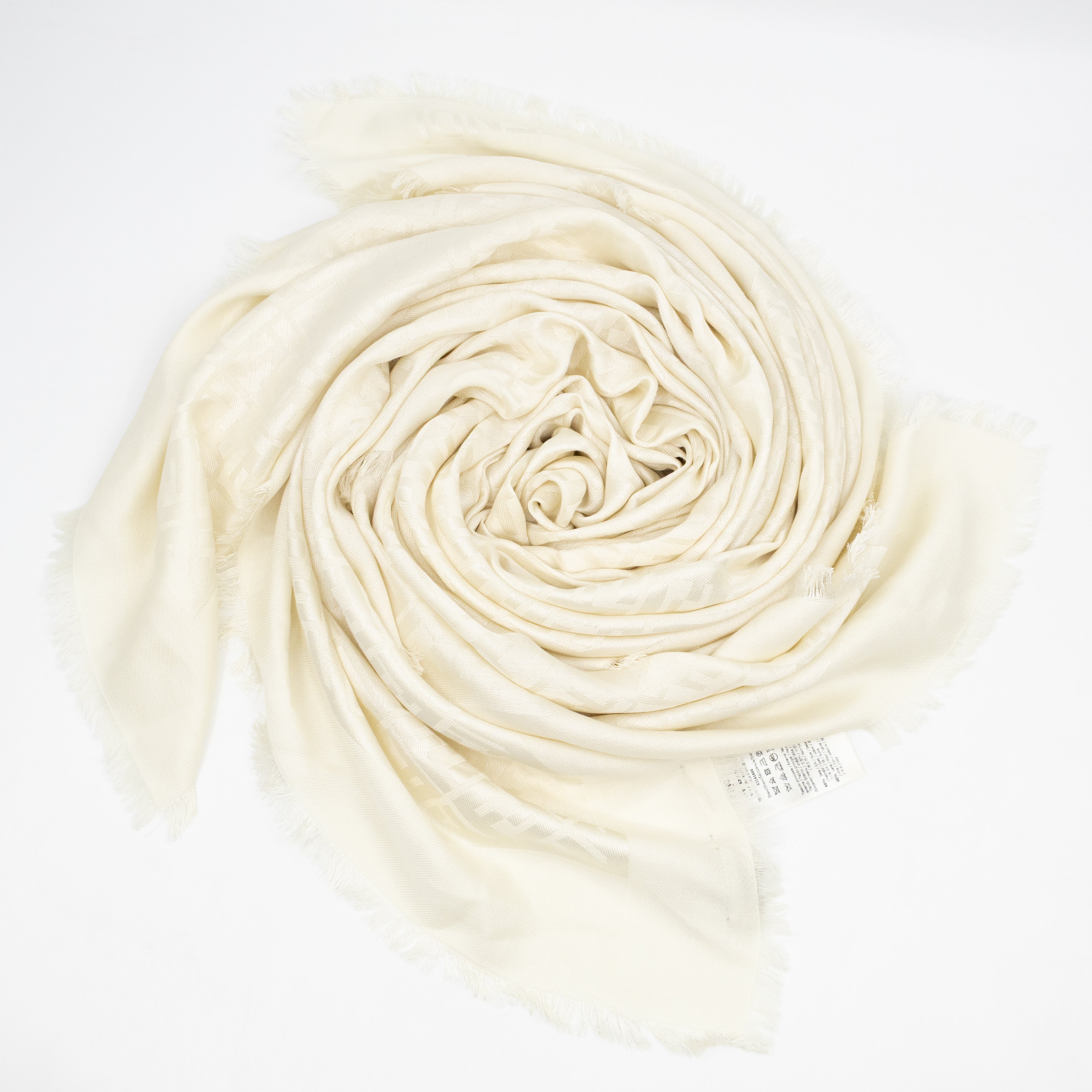 FF Silk & Wool Shawl Ivory White