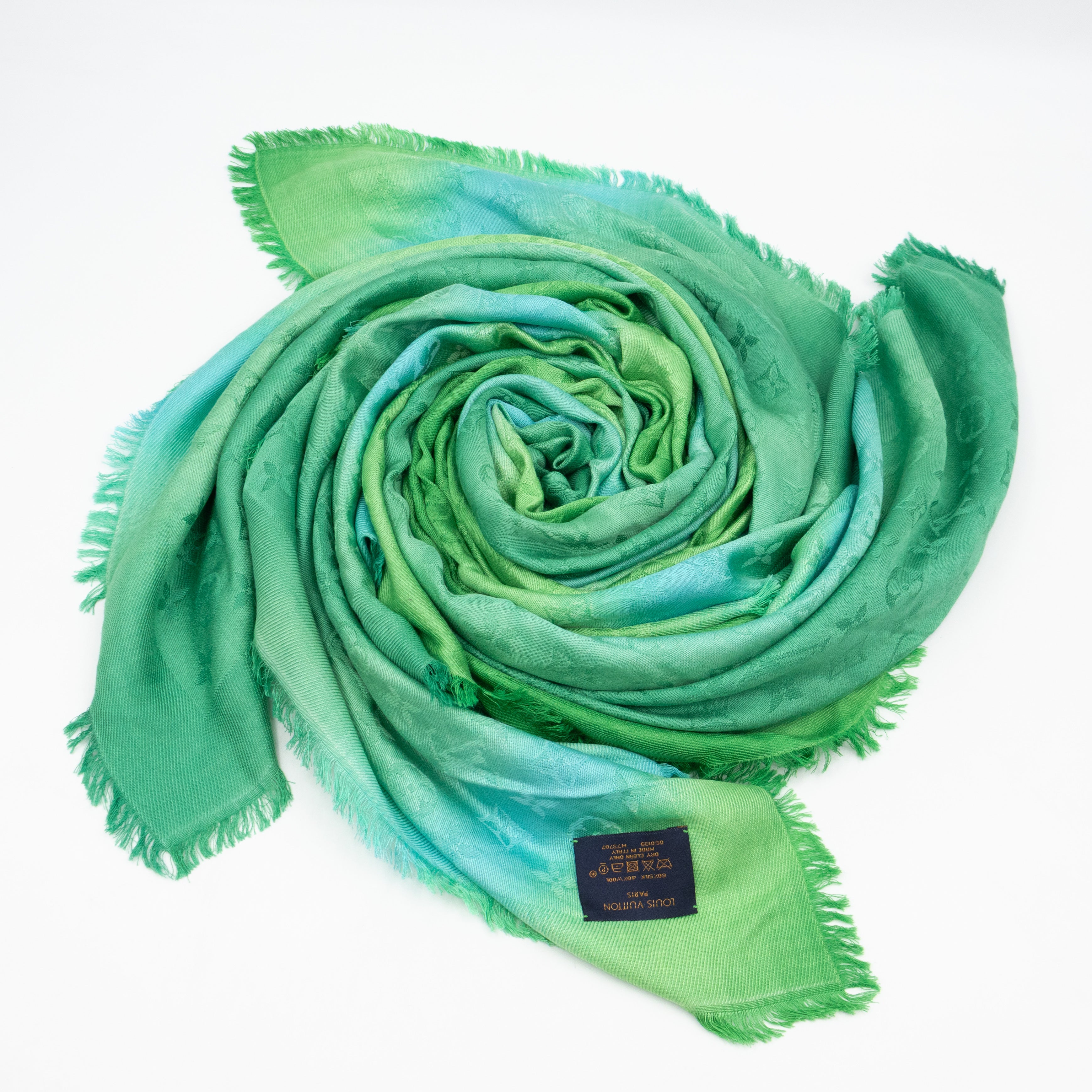 Tie & Gram Monogram Shawl Green
