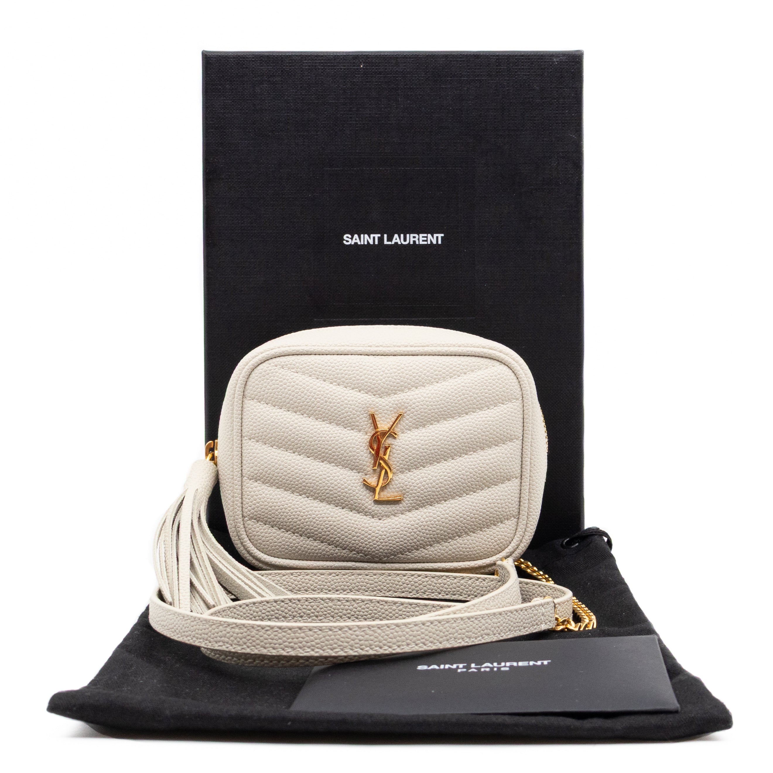 Lou Nano Chain Pouch Cream Leather