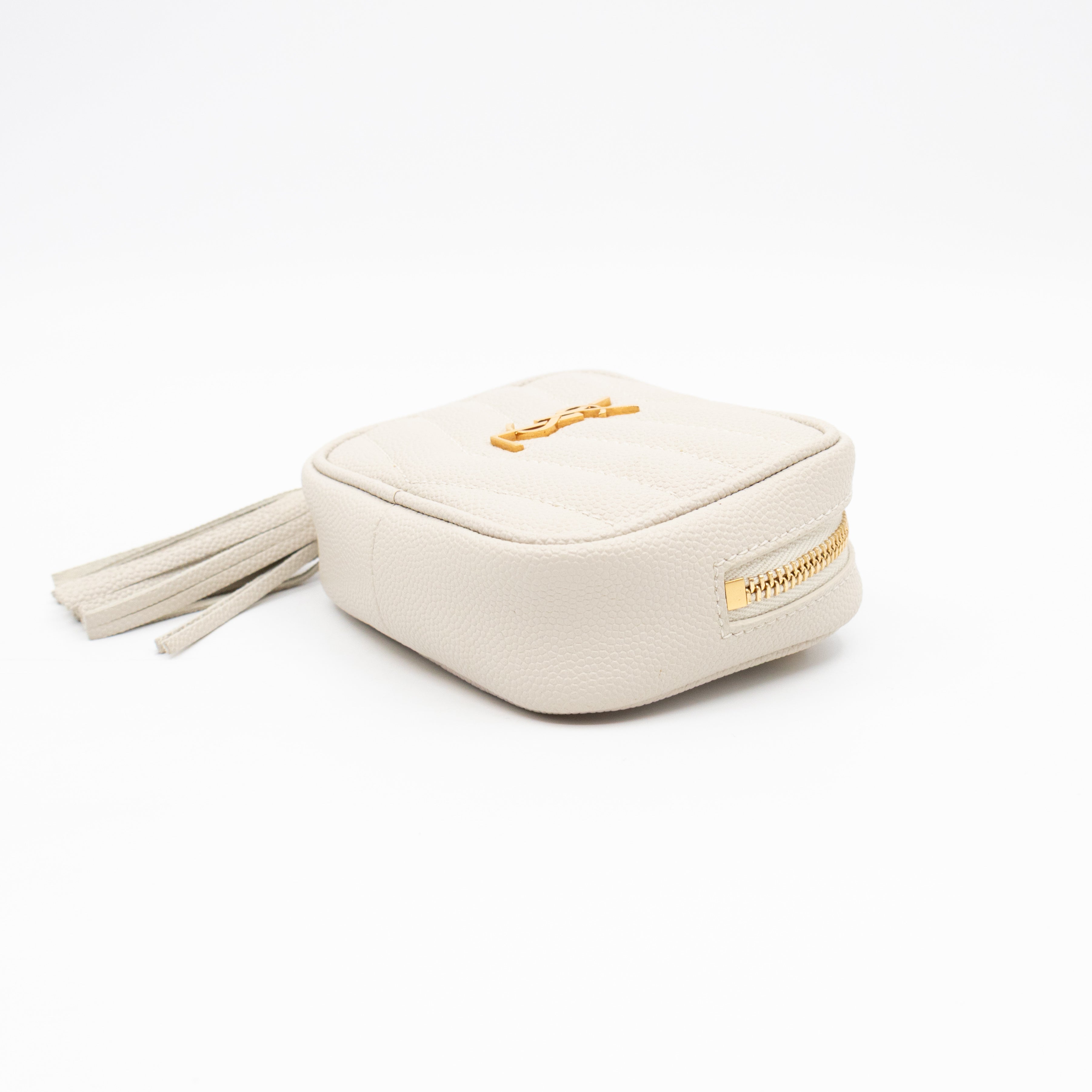 Lou Nano Chain Pouch Cream Leather