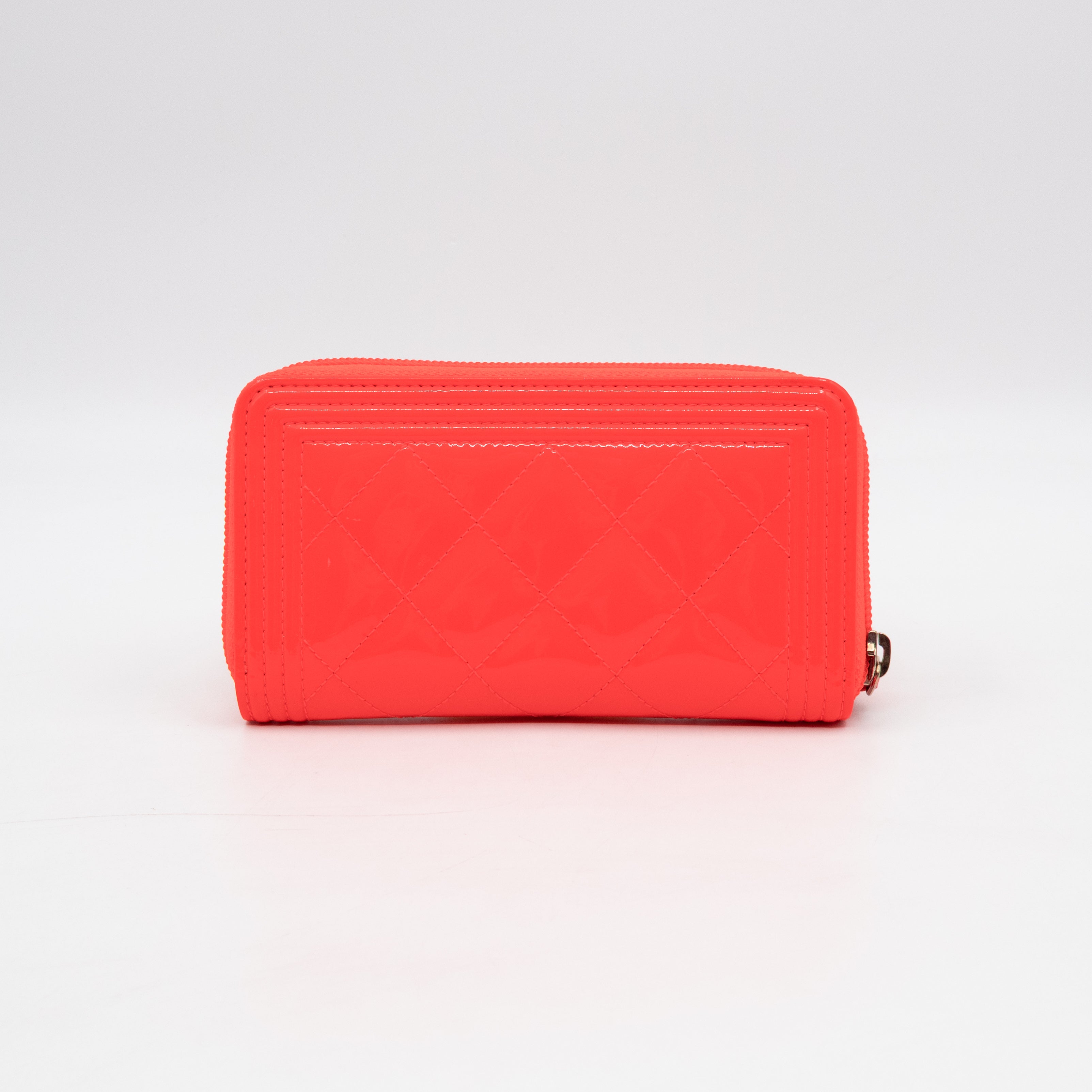 Boy Medium Zipped Wallet Neon Orange Pink Patent Leather