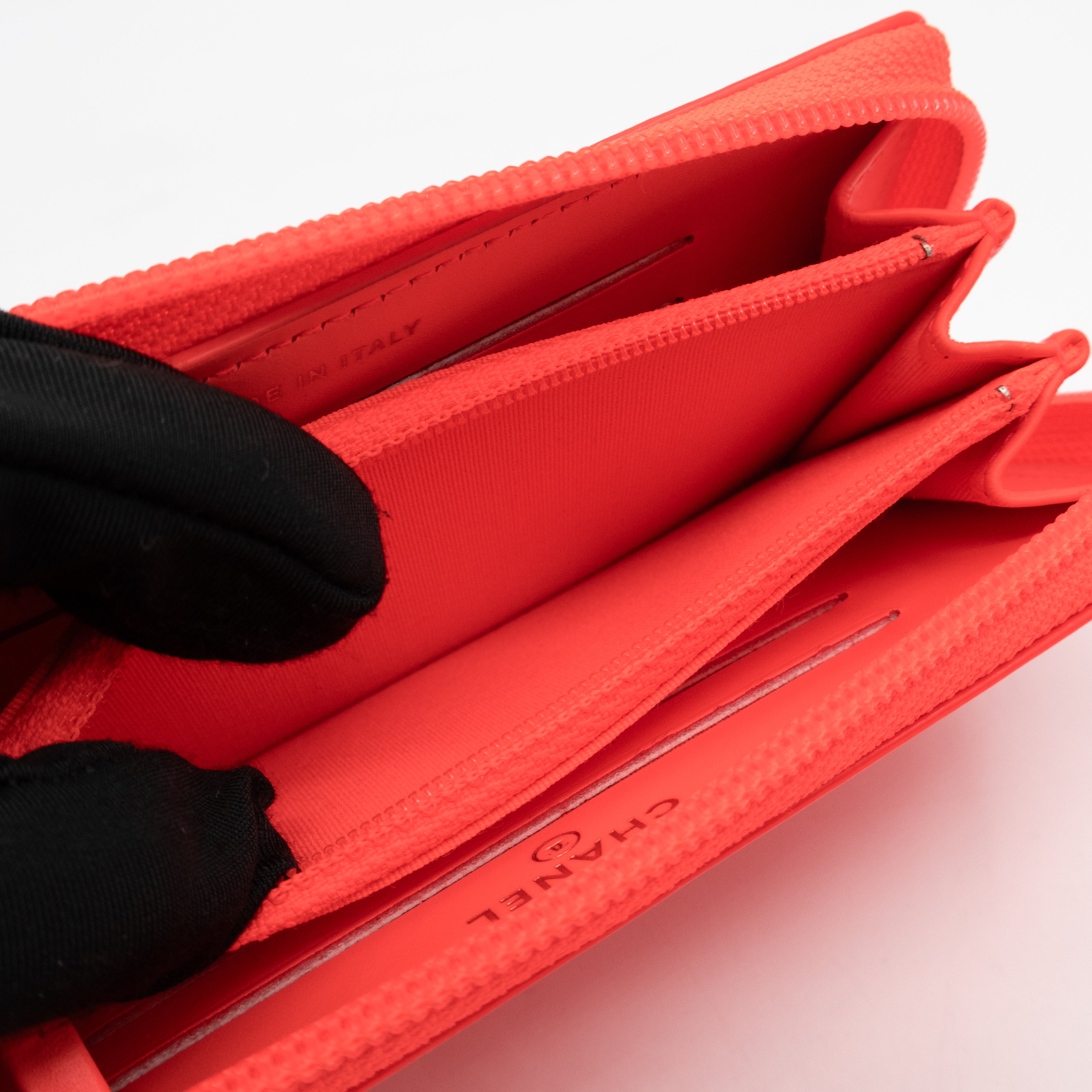 Boy Medium Zipped Wallet Neon Orange Pink Patent Leather